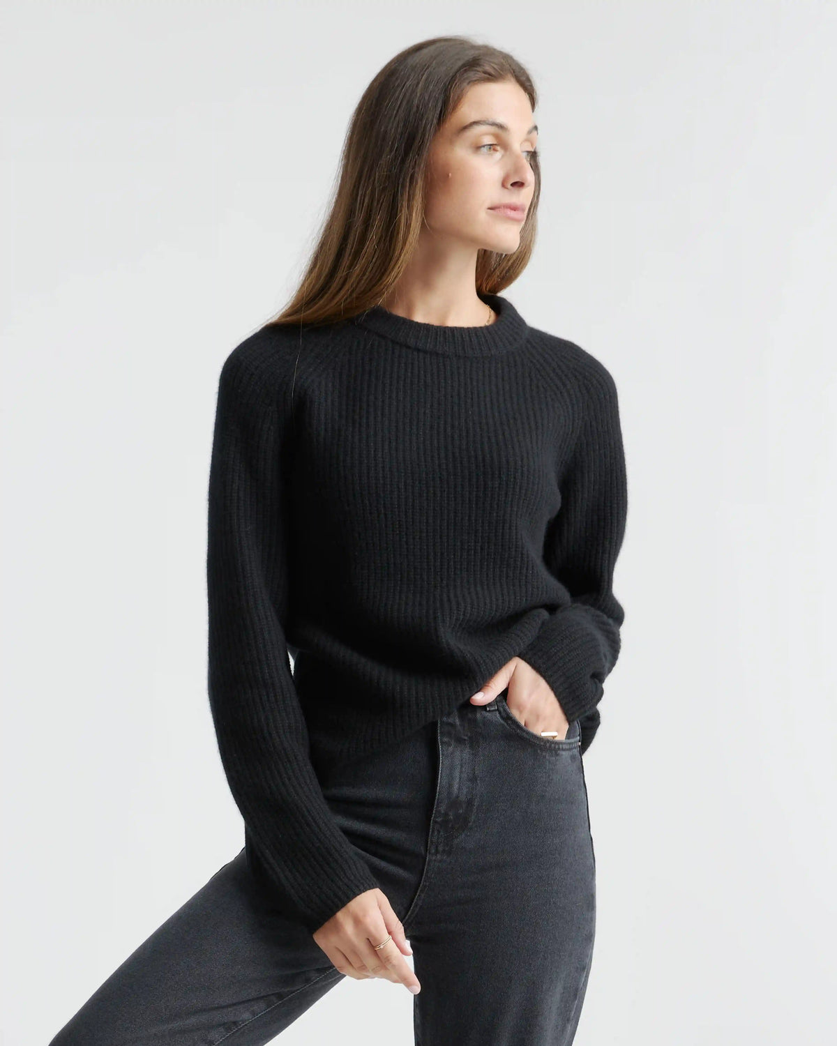 Mongolian Spring Cashmere Fisherman Crewneck Sweater