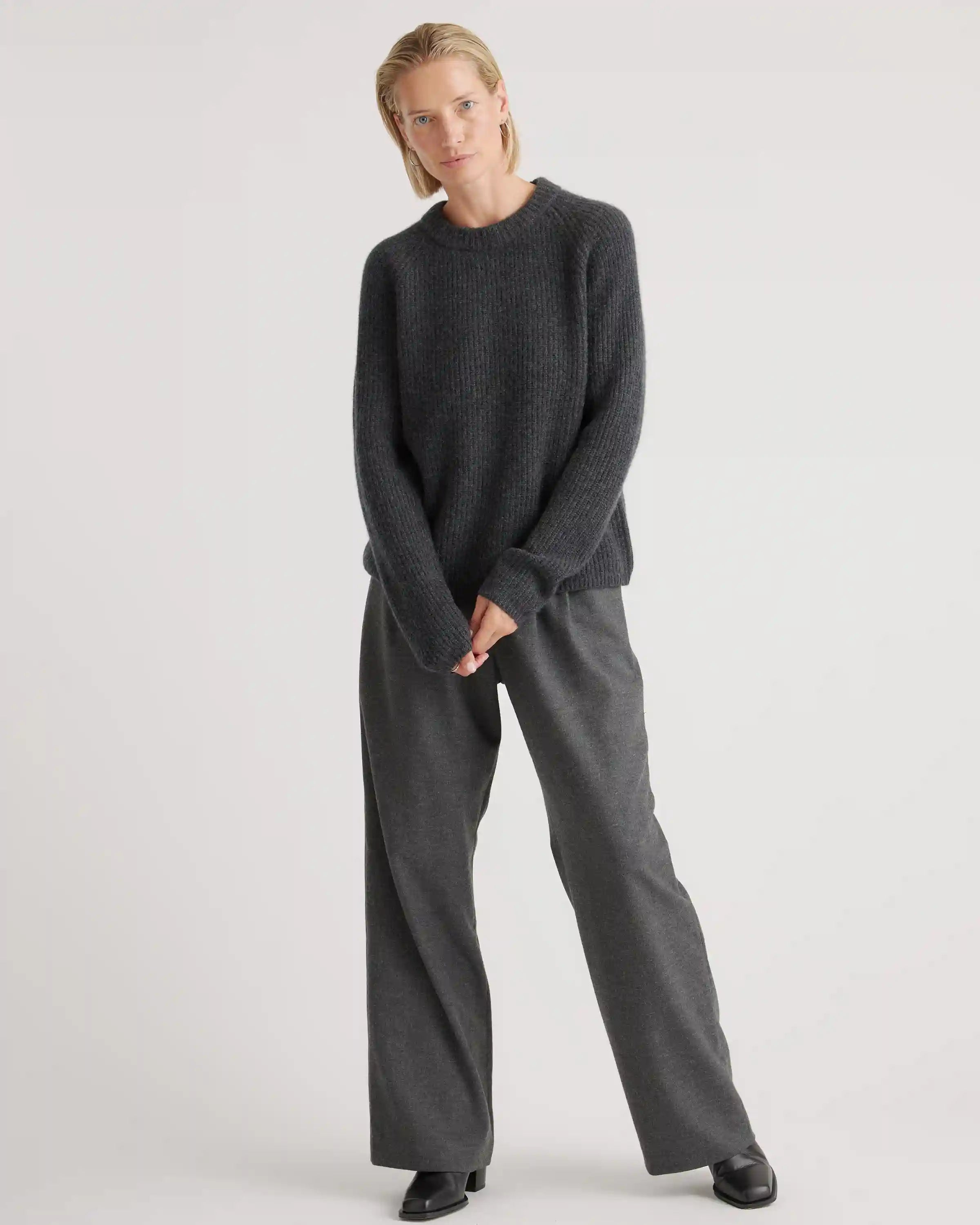 Mongolian Cashmere Fisherman Crewneck Sweater