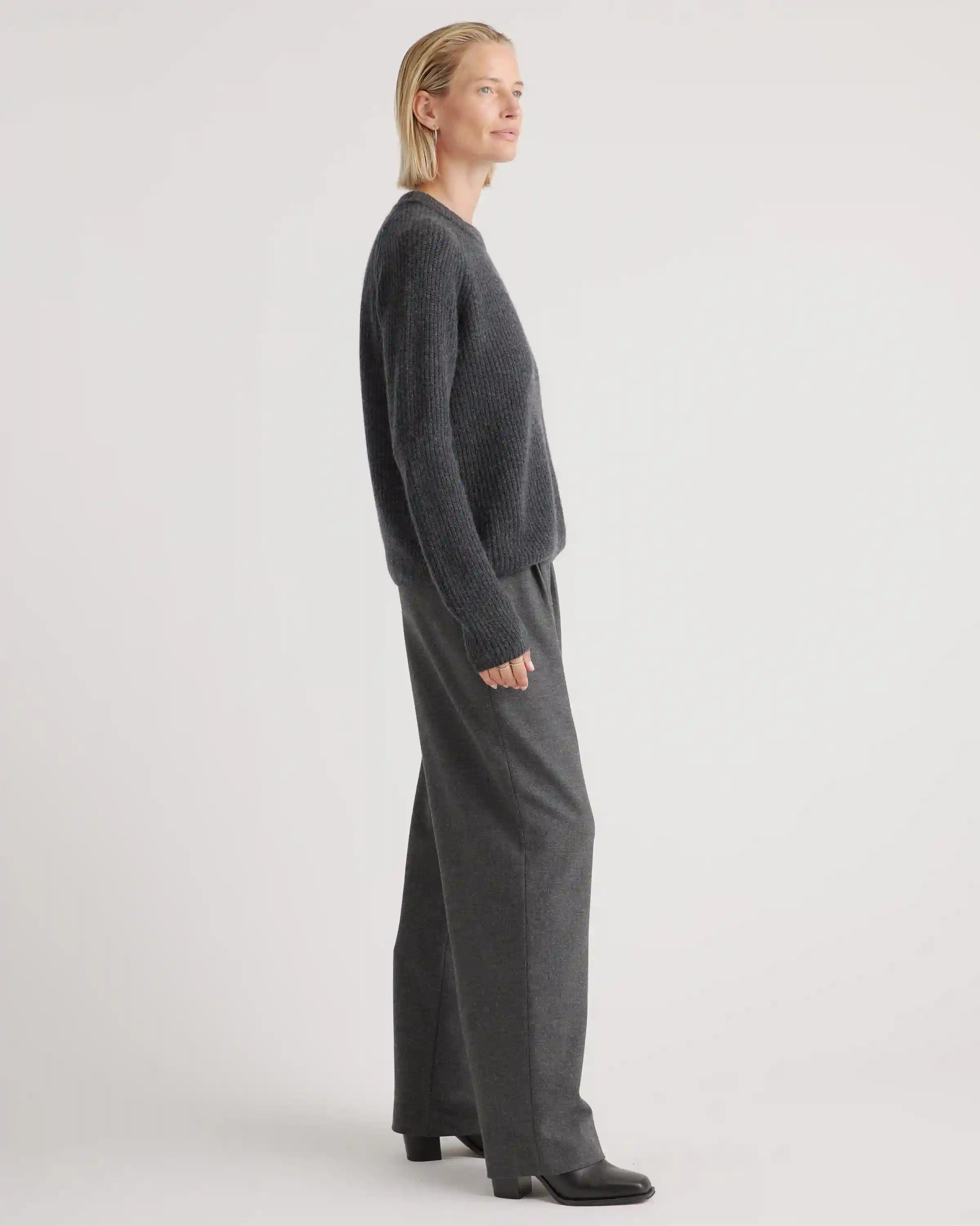 Mongolian Cashmere Fisherman Crewneck Sweater