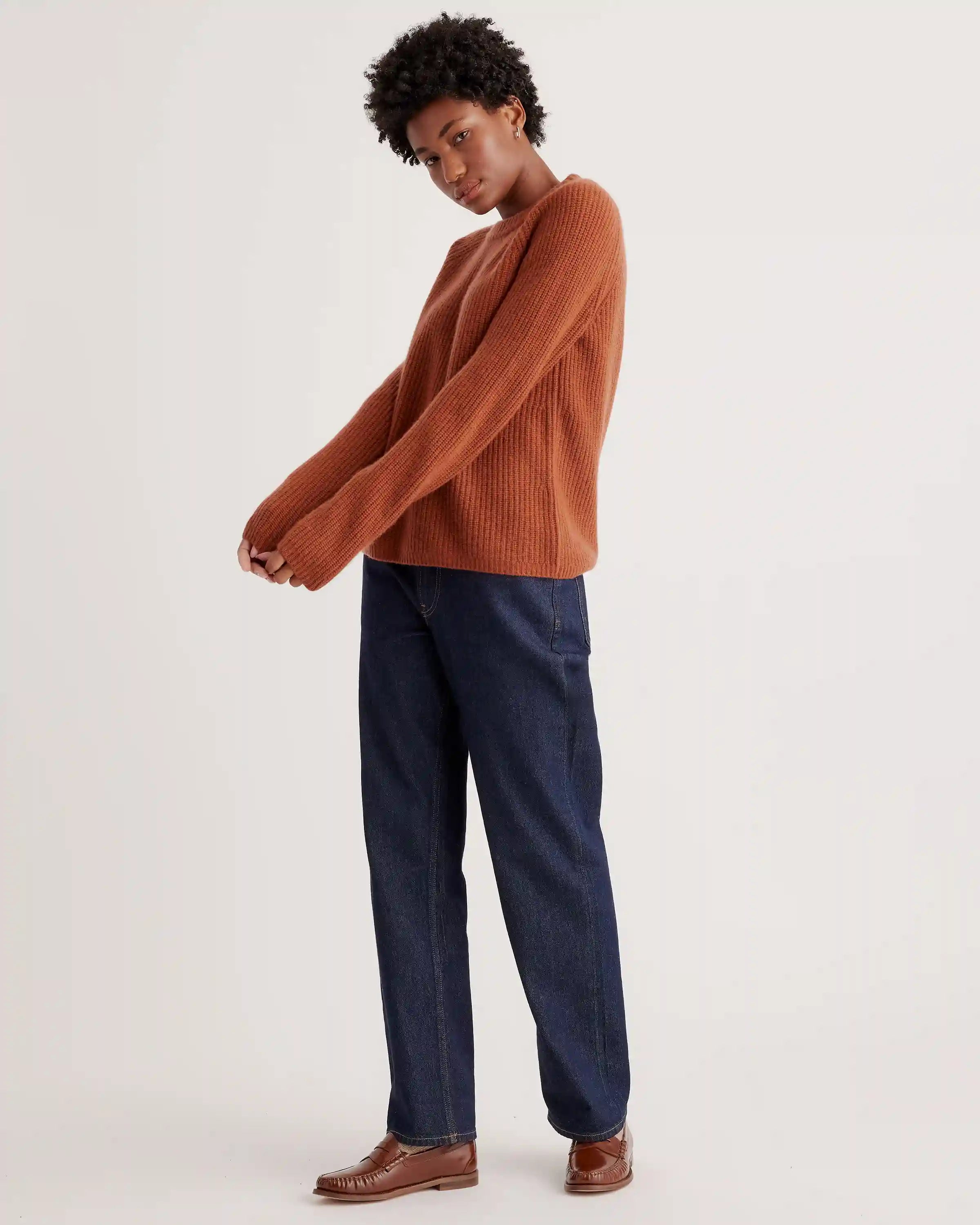 Mongolian Cashmere Fisherman Crewneck Sweater