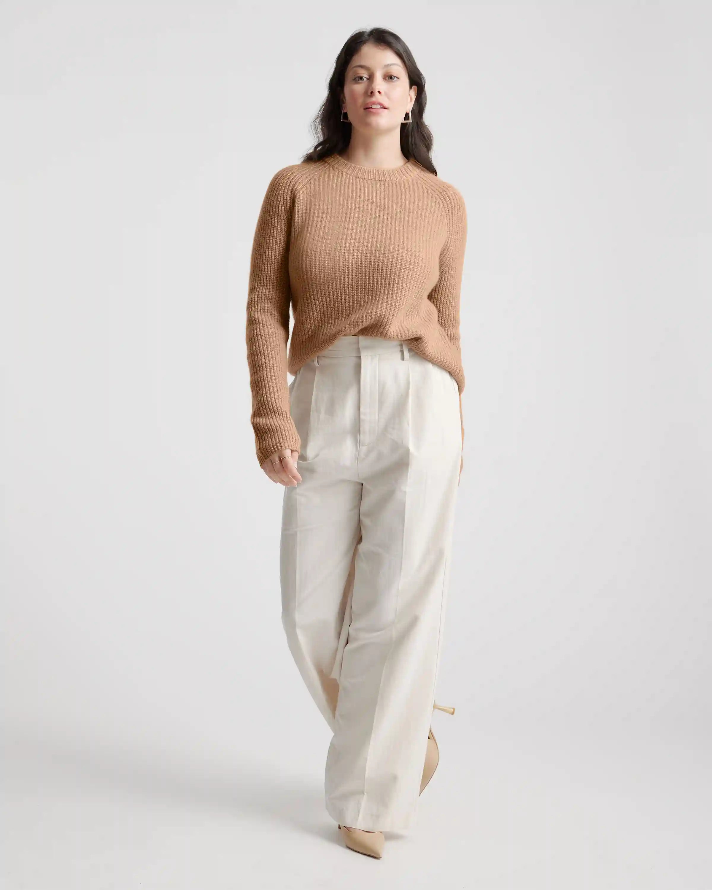 Mongolian Cashmere Fisherman Crewneck Sweater