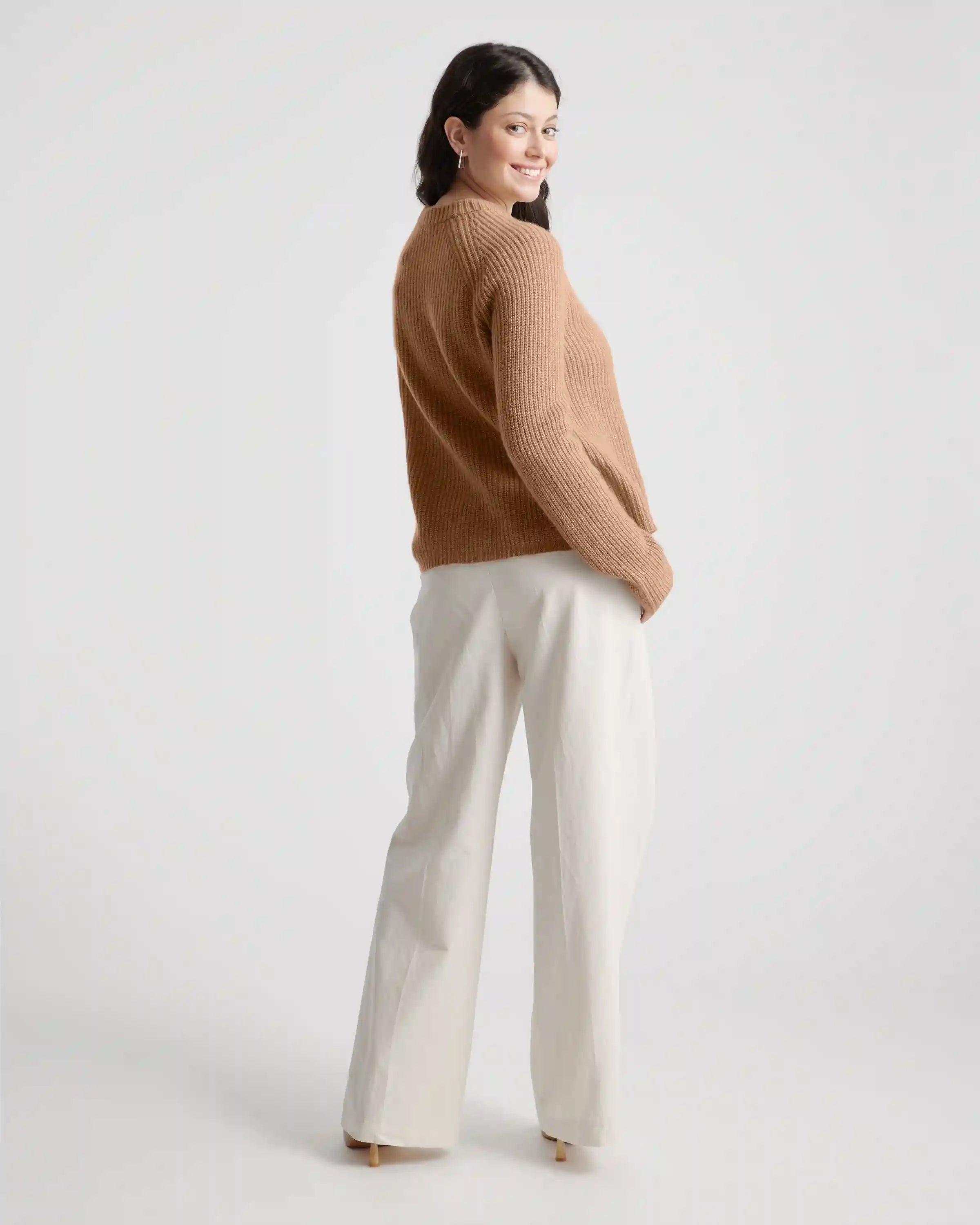 Mongolian Cashmere Fisherman Crewneck Sweater