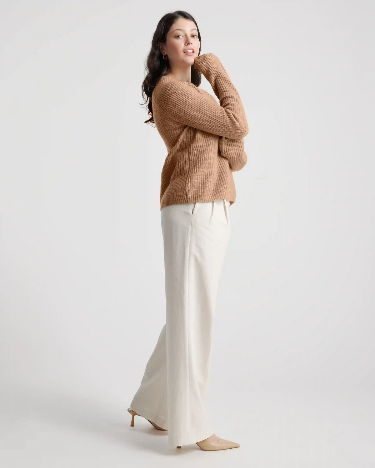 Mongolian Cashmere Fisherman Crewneck Sweater