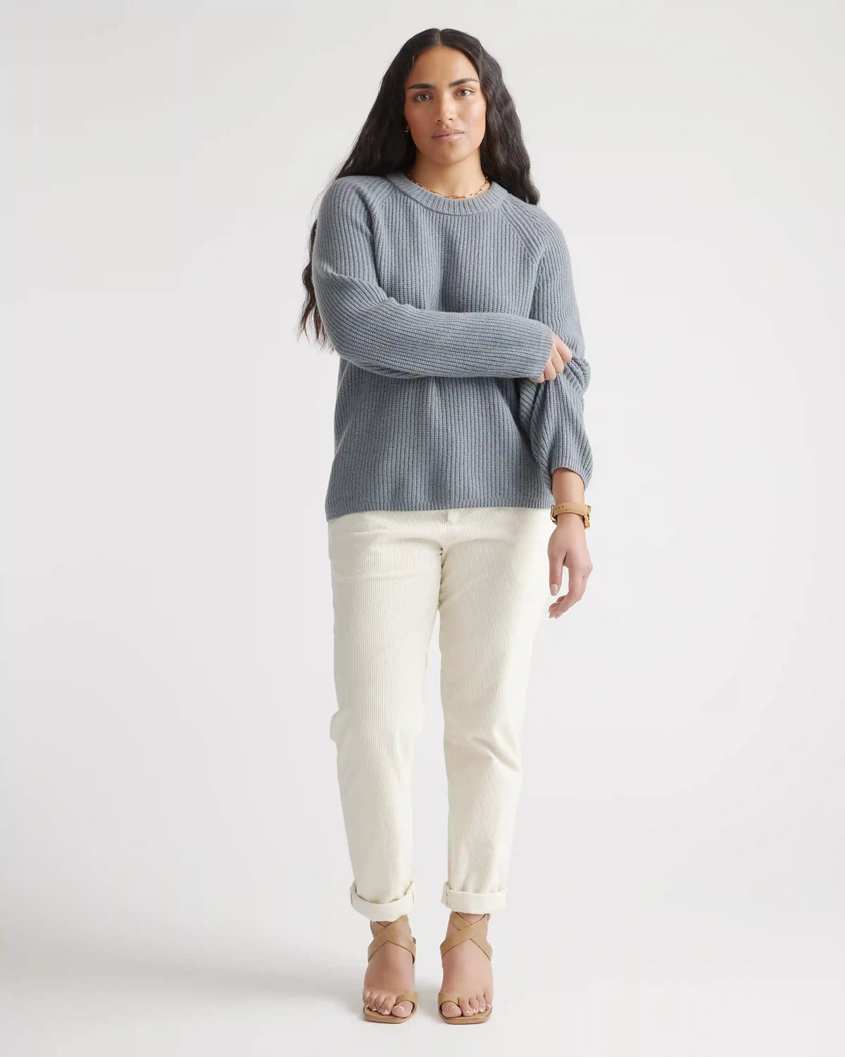 Mongolian Cashmere Fisherman Crewneck Sweater