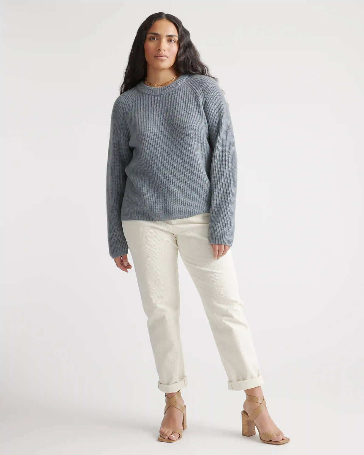 Mongolian Cashmere Fisherman Crewneck Sweater
