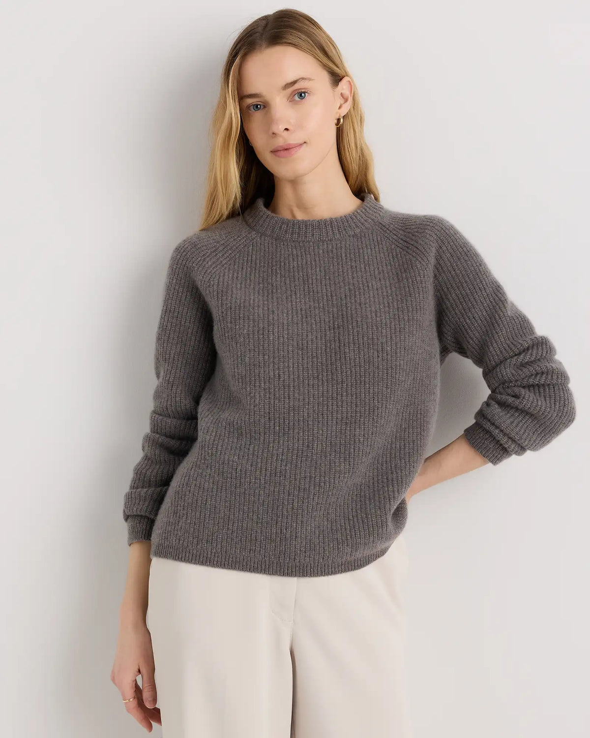 Mongolian Cashmere Fisherman Crewneck Sweater