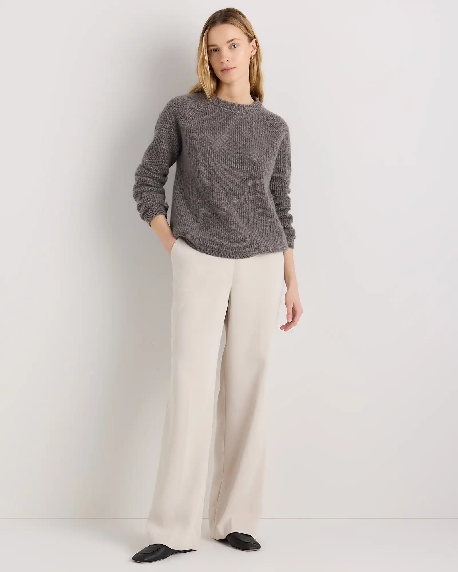 Mongolian Cashmere Fisherman Crewneck Sweater