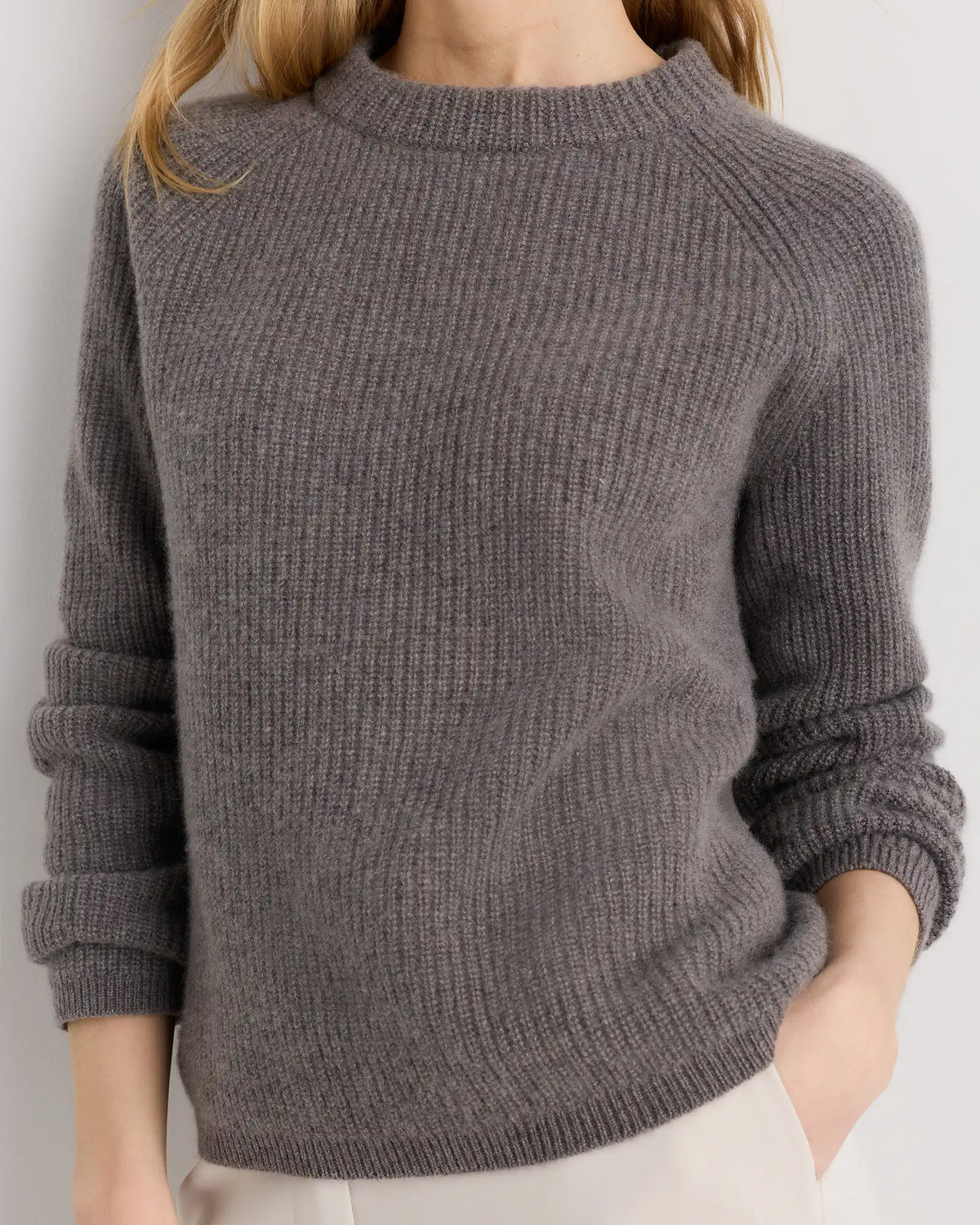 Mongolian Cashmere Fisherman Crewneck Sweater