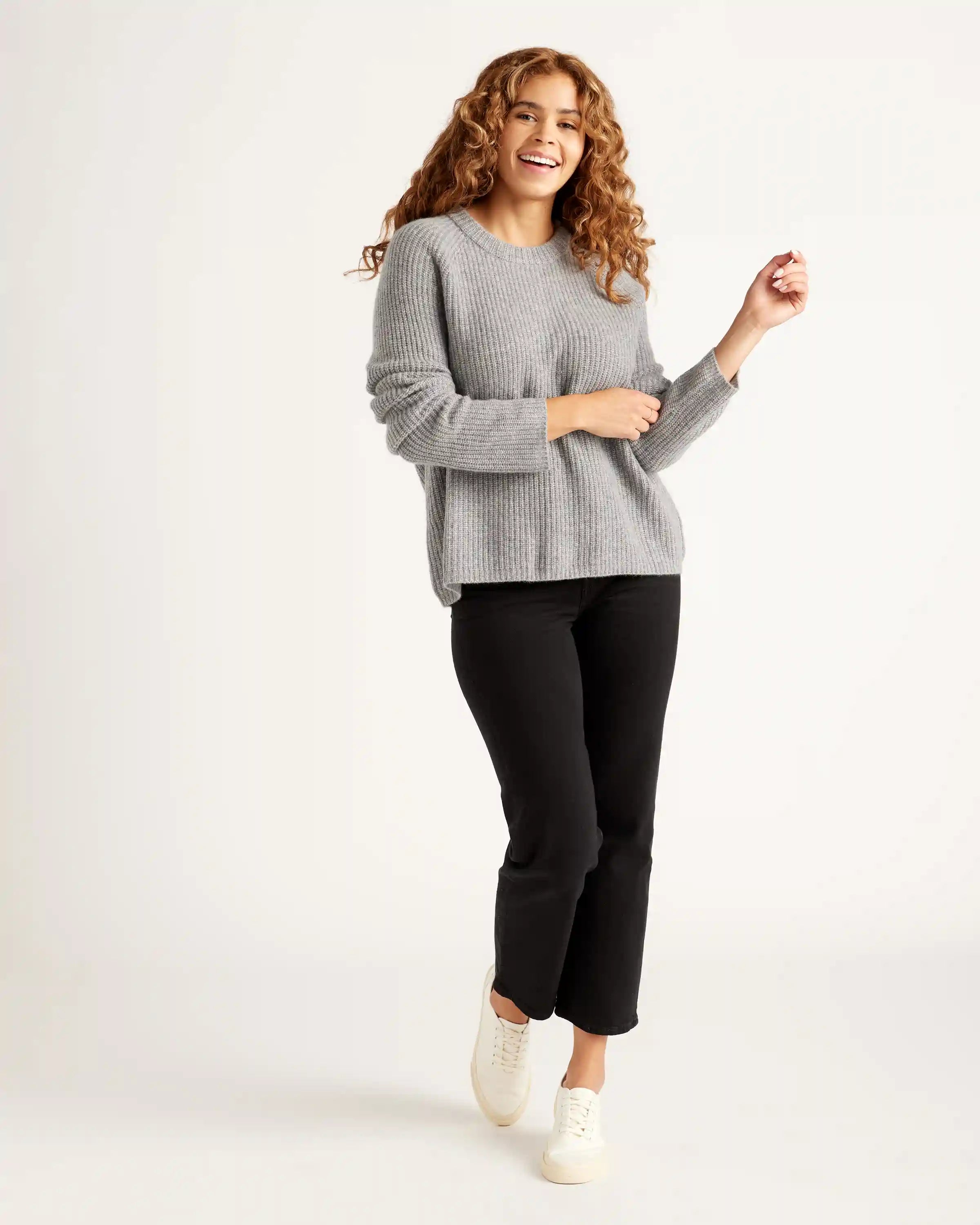 Mongolian Spring Cashmere Fisherman Crewneck Sweater