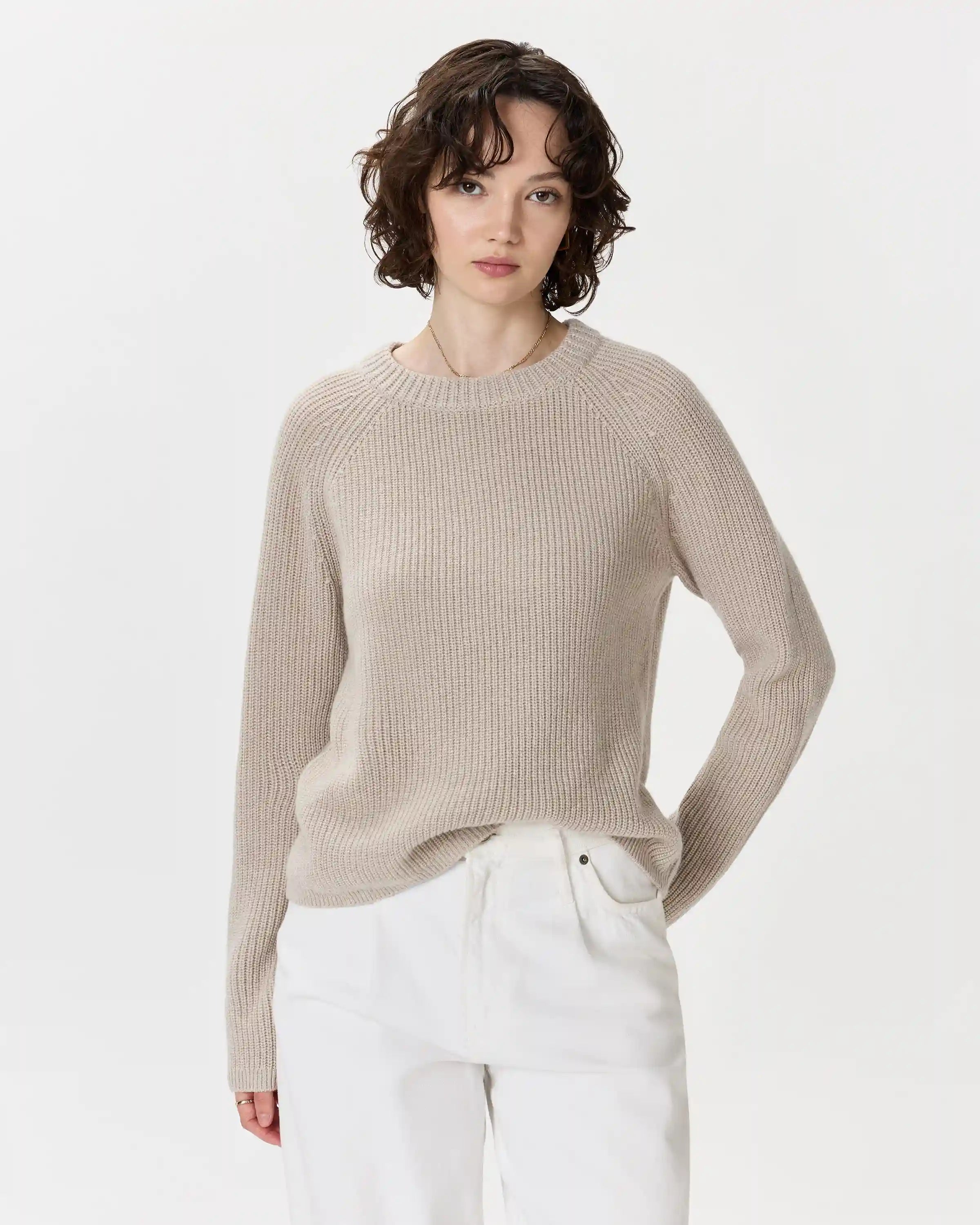 Mongolian Cashmere Fisherman Crewneck Sweater
