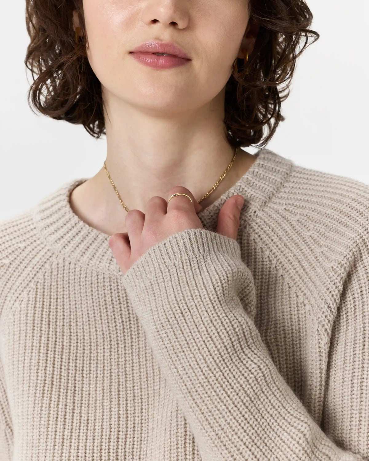 Mongolian Cashmere Fisherman Crewneck Sweater