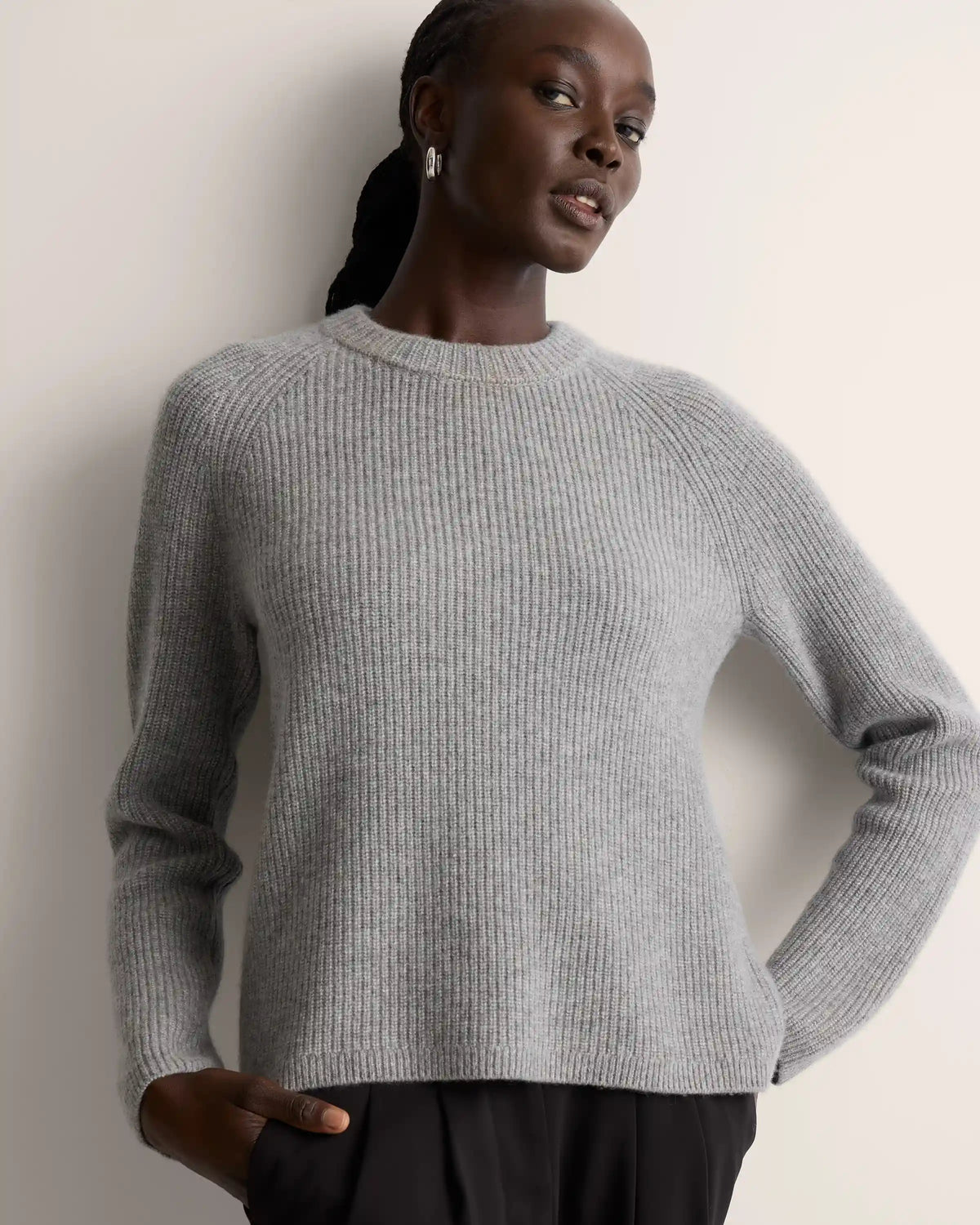Mongolian Cashmere Fisherman Crewneck Sweater