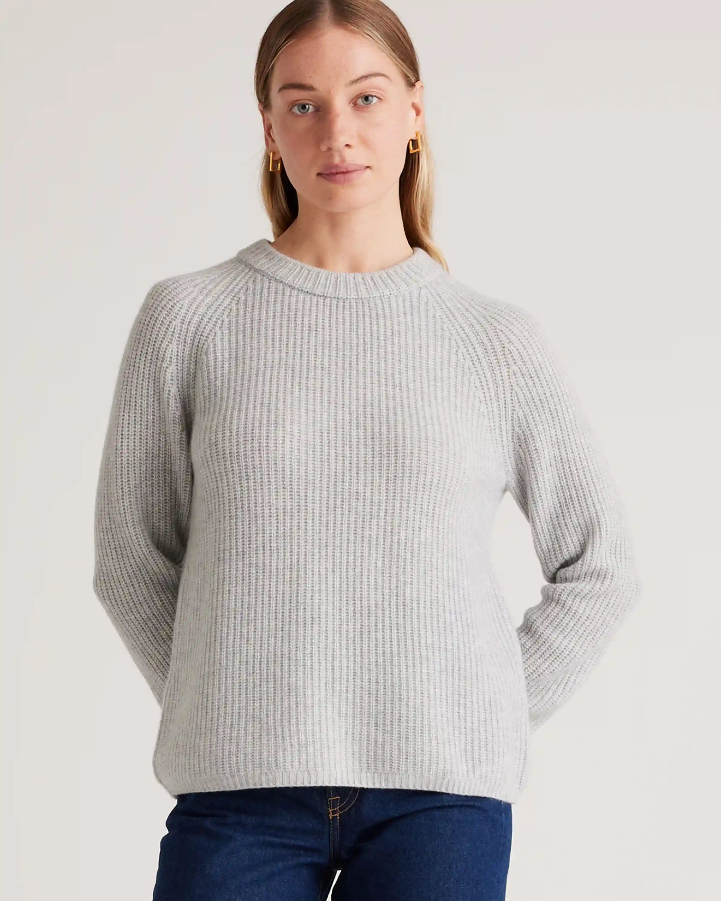 Mongolian Cashmere Fisherman Crewneck Sweater