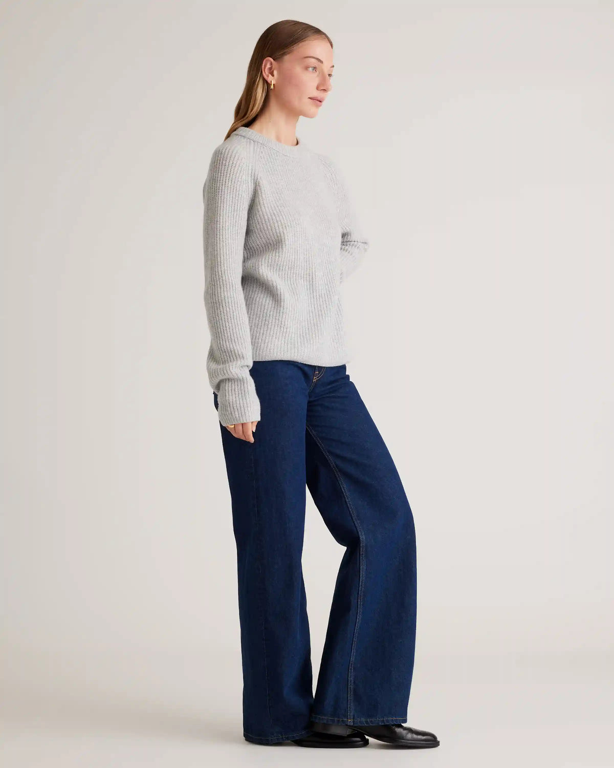 Mongolian Spring Cashmere Fisherman Crewneck Sweater