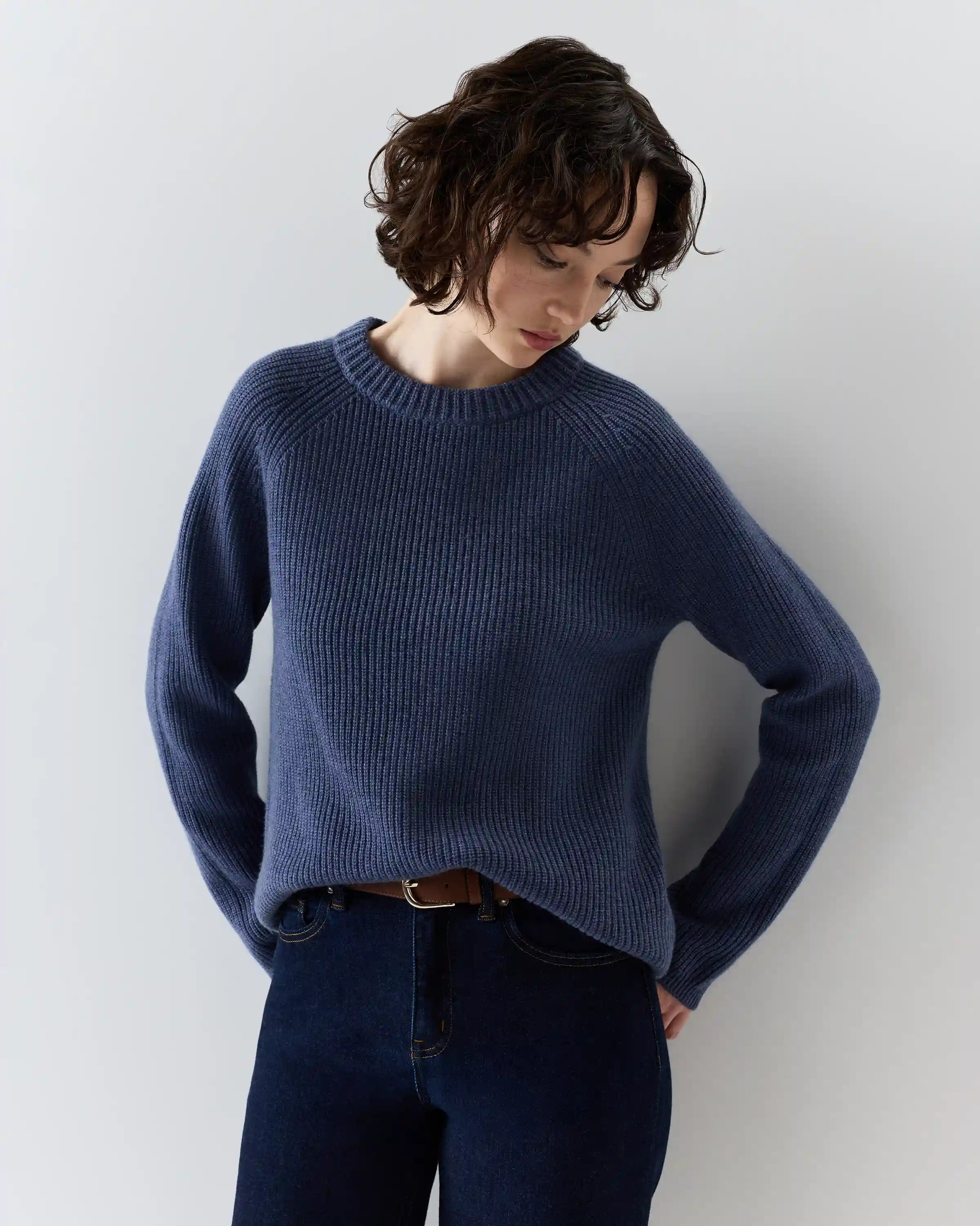 Mongolian Cashmere Fisherman Crewneck Sweater