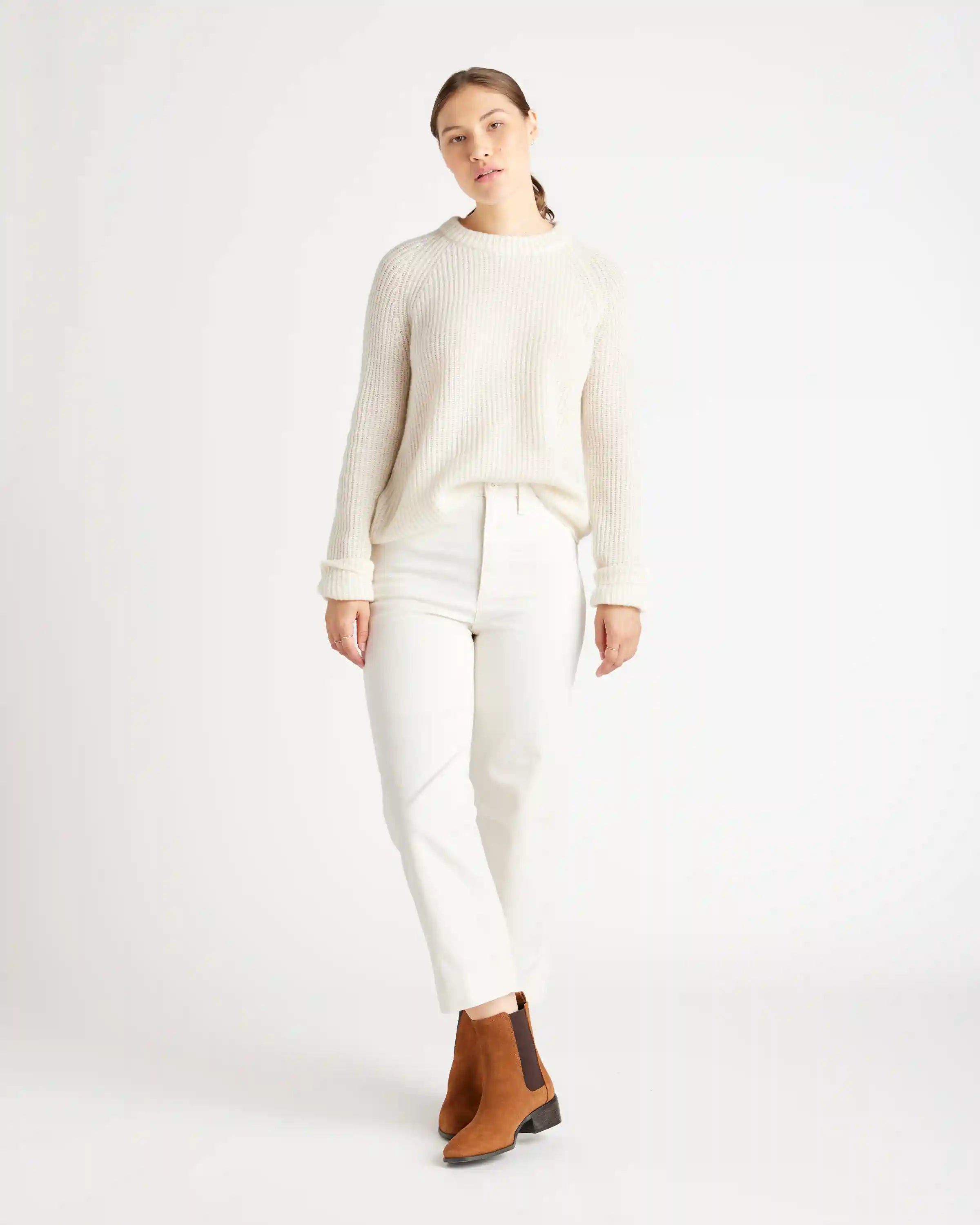 Mongolian Spring Cashmere Fisherman Crewneck Sweater