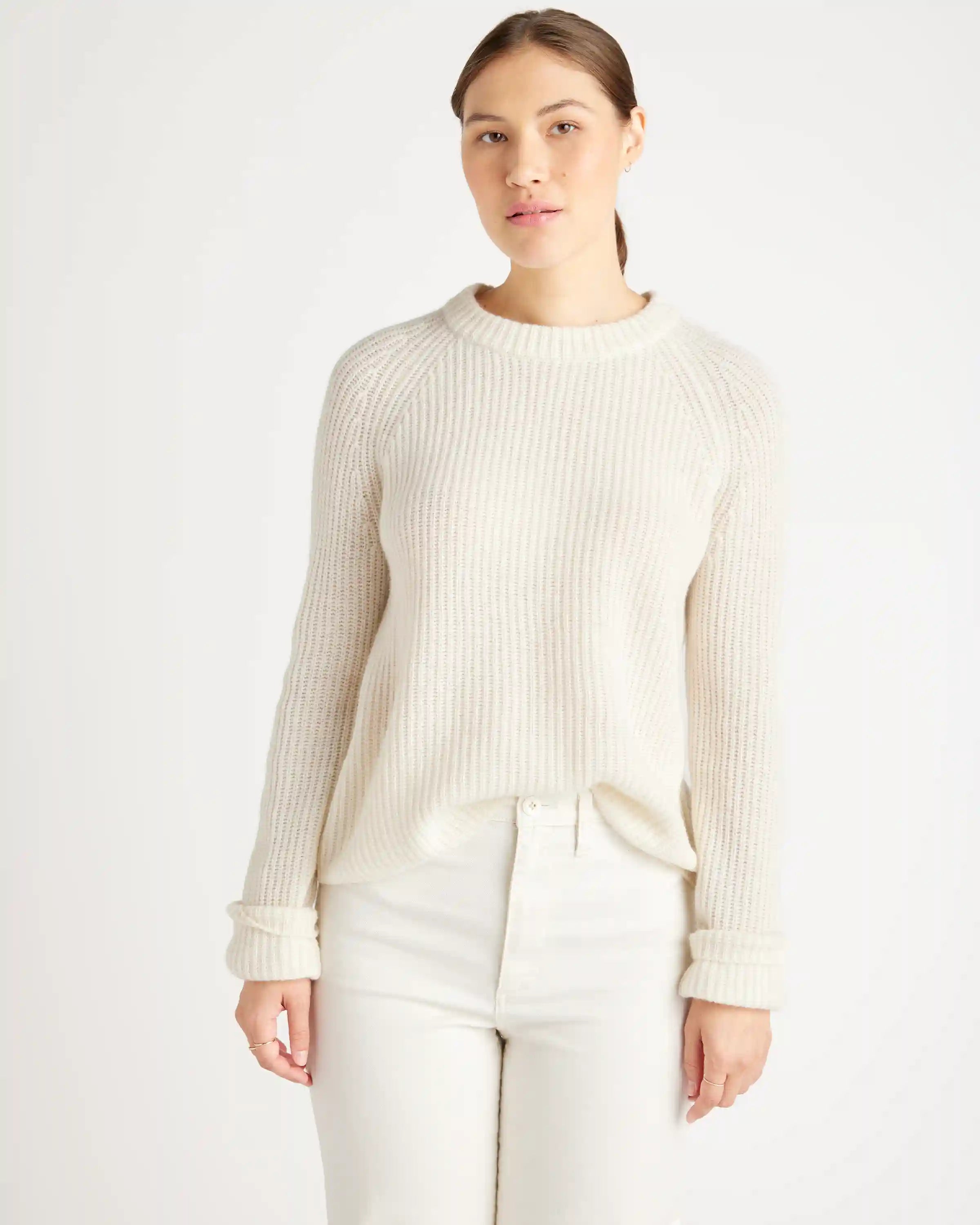 Mongolian Spring Cashmere Fisherman Crewneck Sweater