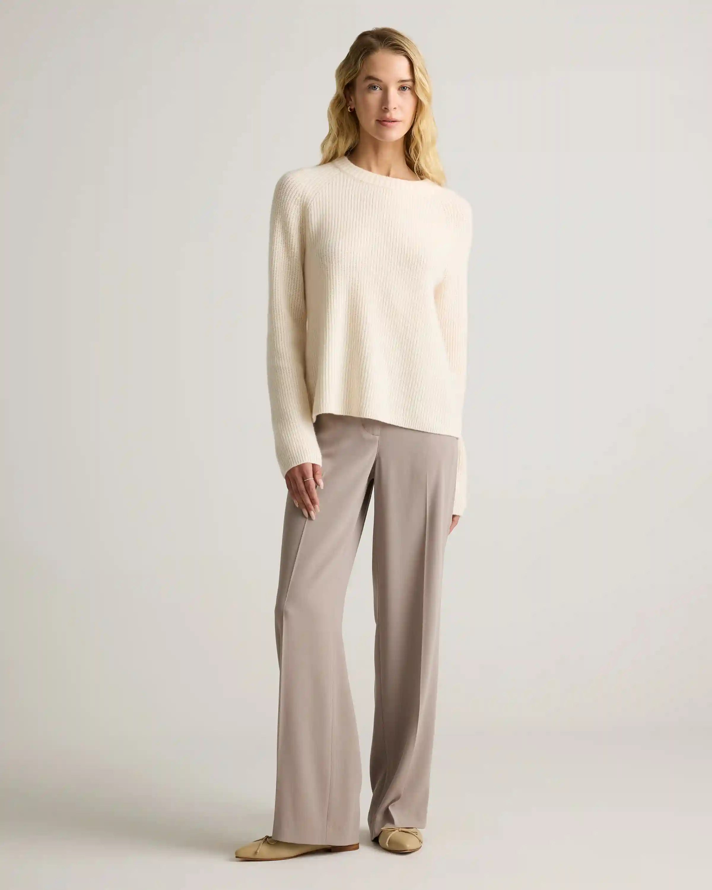Mongolian Cashmere Fisherman Crewneck Sweater