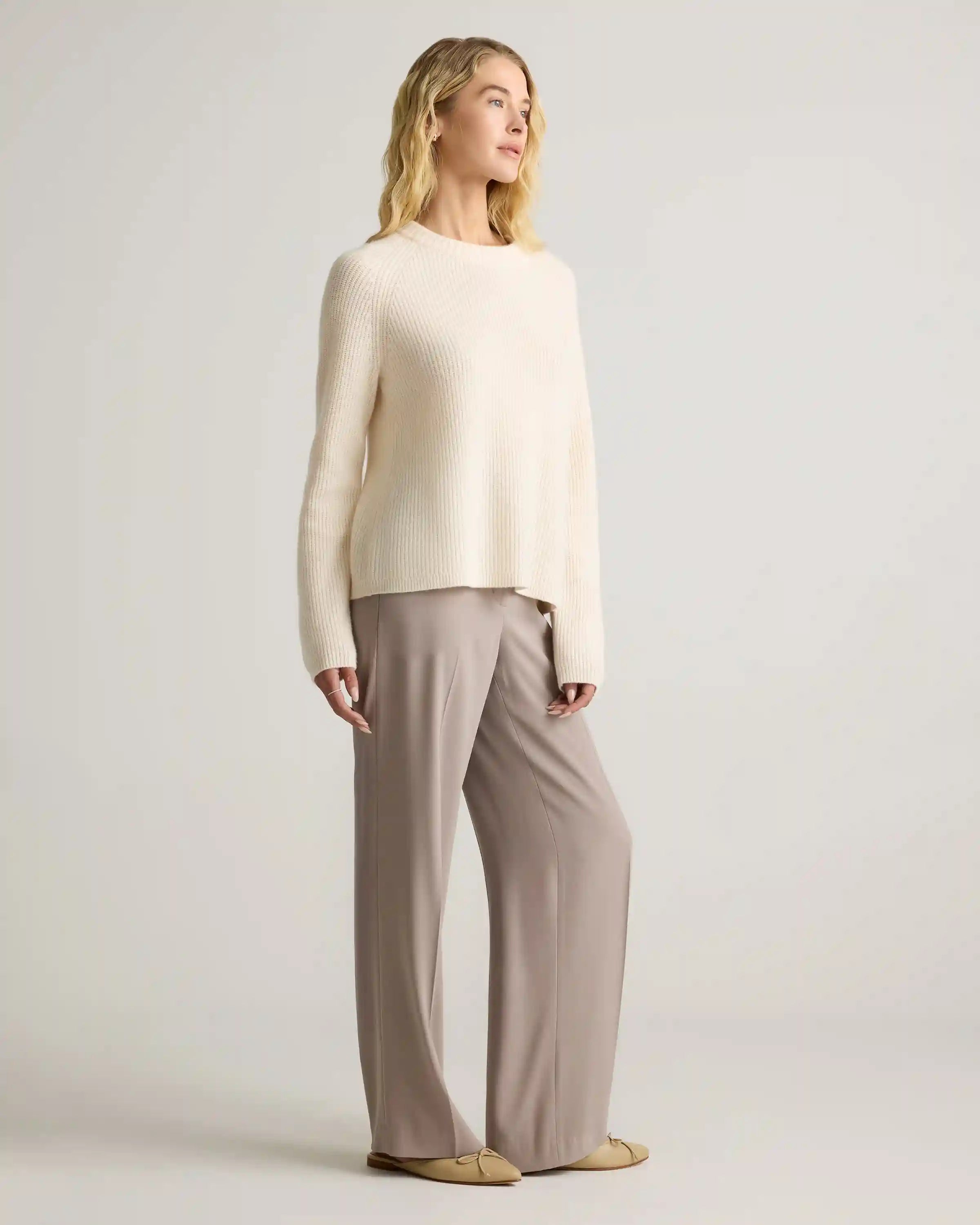 Mongolian Cashmere Fisherman Crewneck Sweater