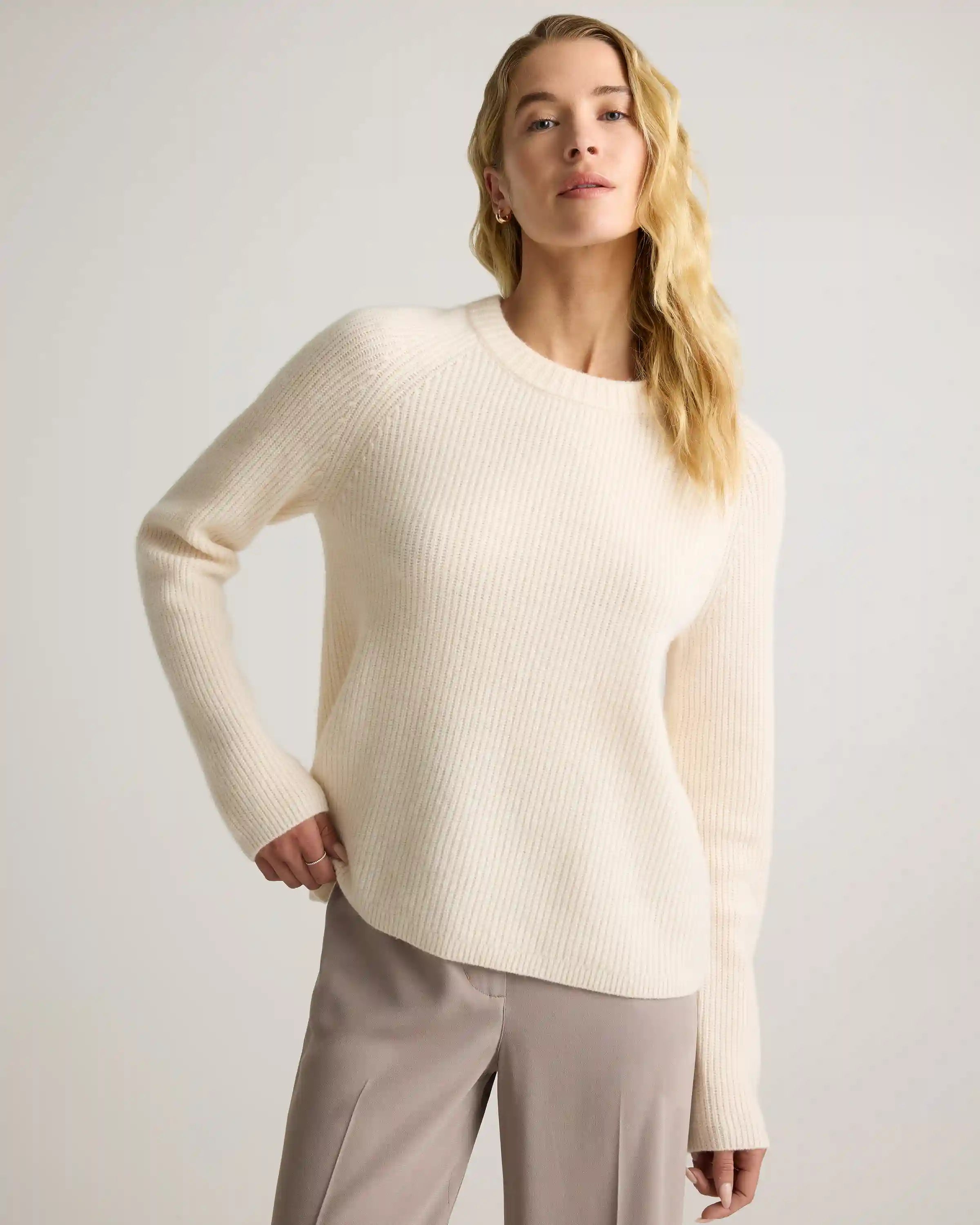 Mongolian Cashmere Fisherman Crewneck Sweater