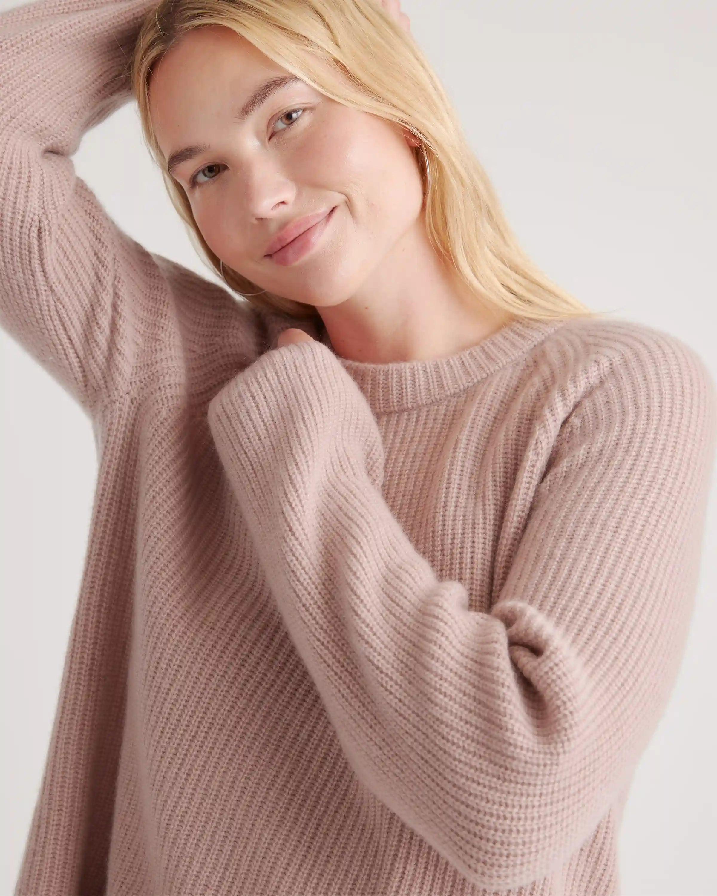 Mongolian Cashmere Fisherman Crewneck Sweater