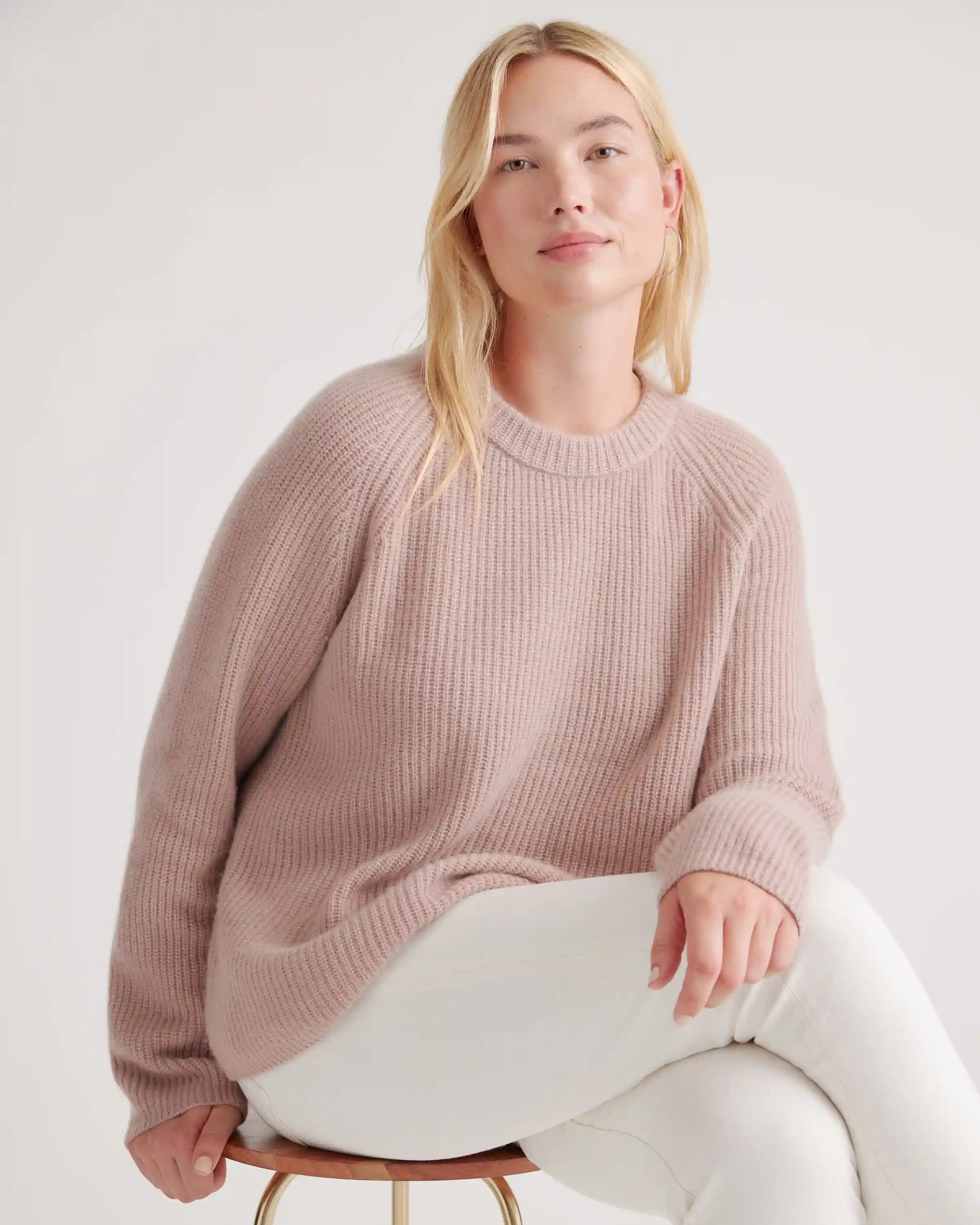 Mongolian Spring Cashmere Fisherman Crewneck Sweater