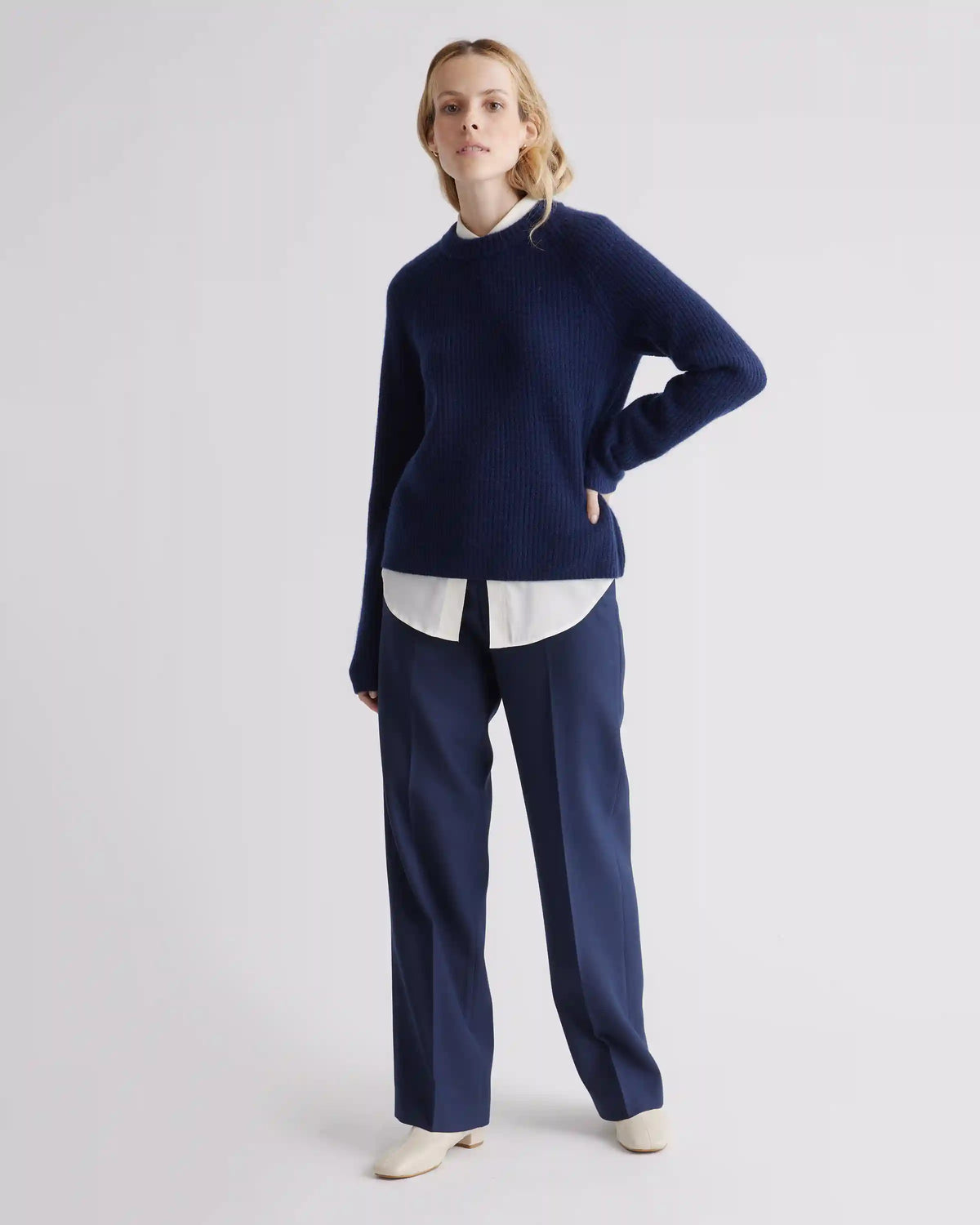 Mongolian Cashmere Fisherman Crewneck Sweater