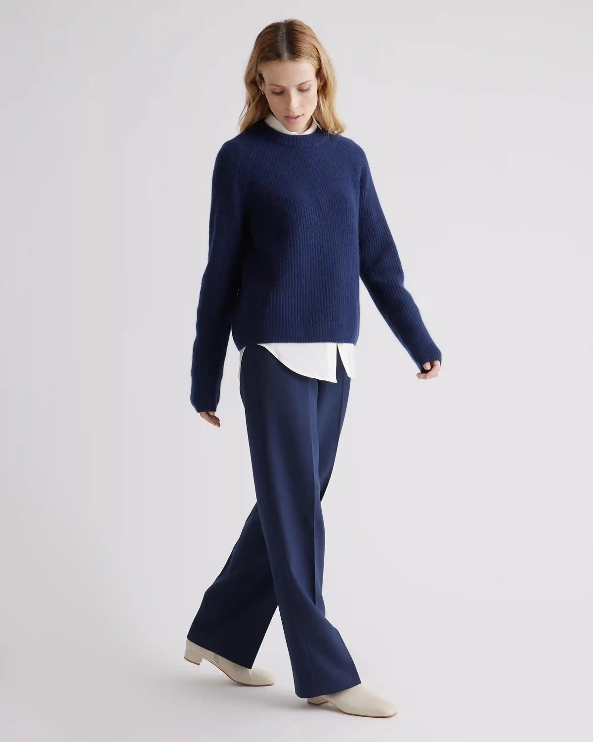 Mongolian Cashmere Fisherman Crewneck Sweater