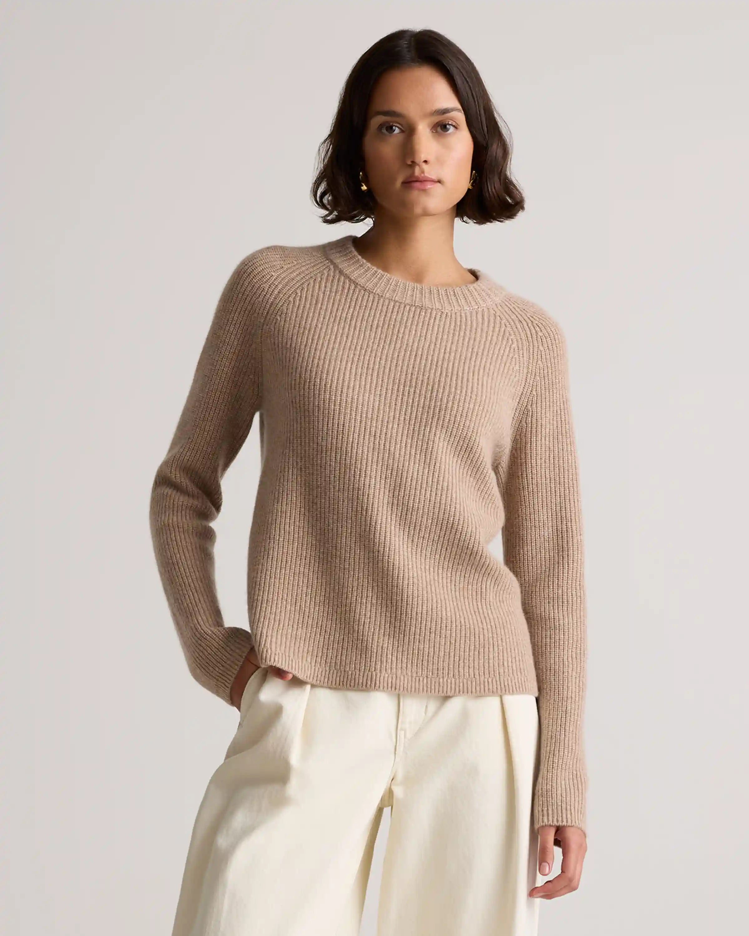Mongolian Cashmere Fisherman Crewneck Sweater