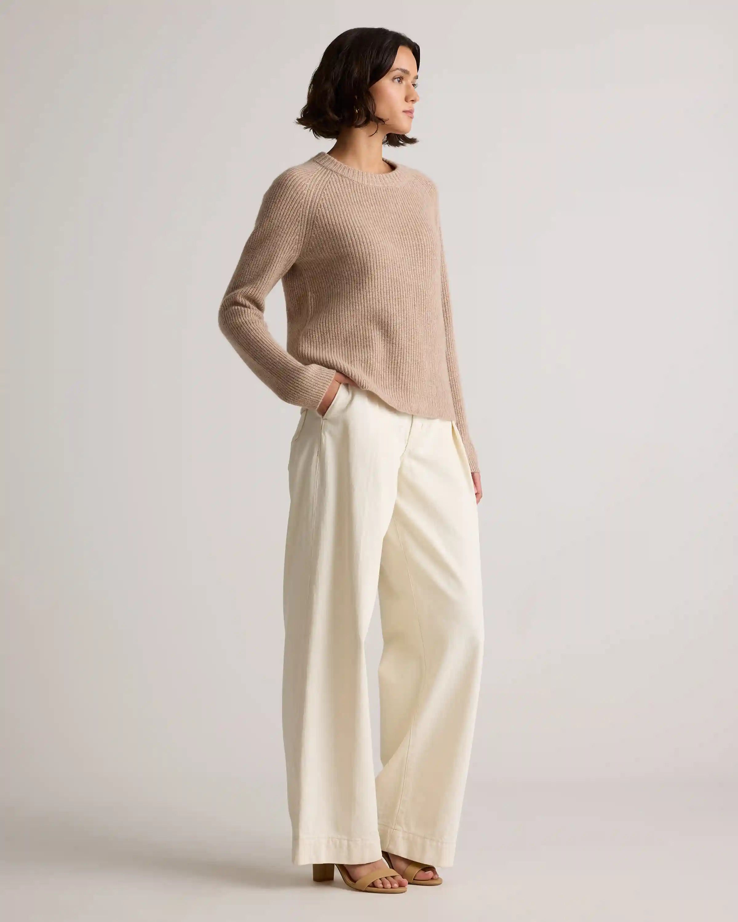 Mongolian Cashmere Fisherman Crewneck Sweater