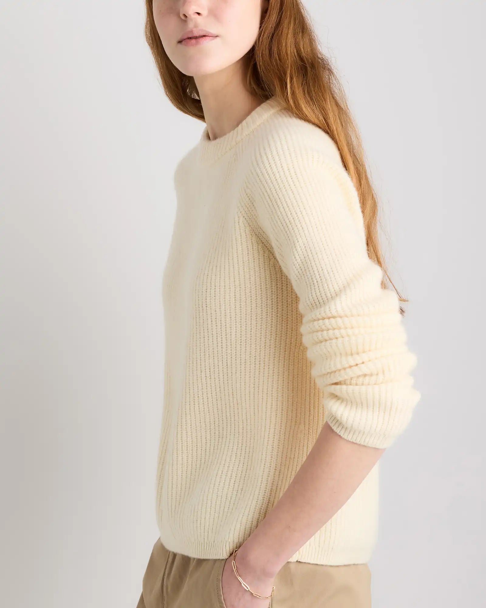Mongolian Cashmere Fisherman Crewneck Sweater
