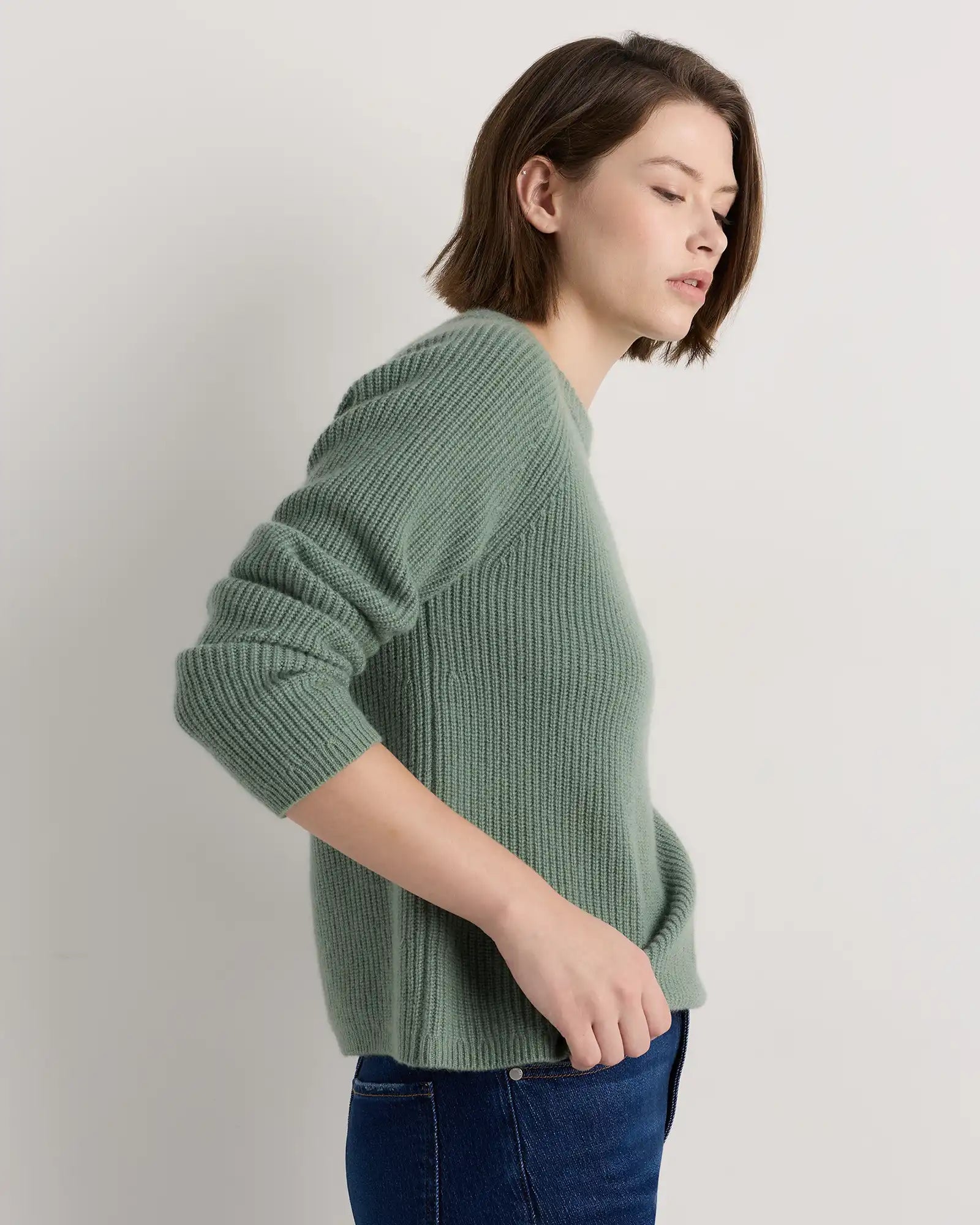Mongolian Cashmere Fisherman Crewneck Sweater