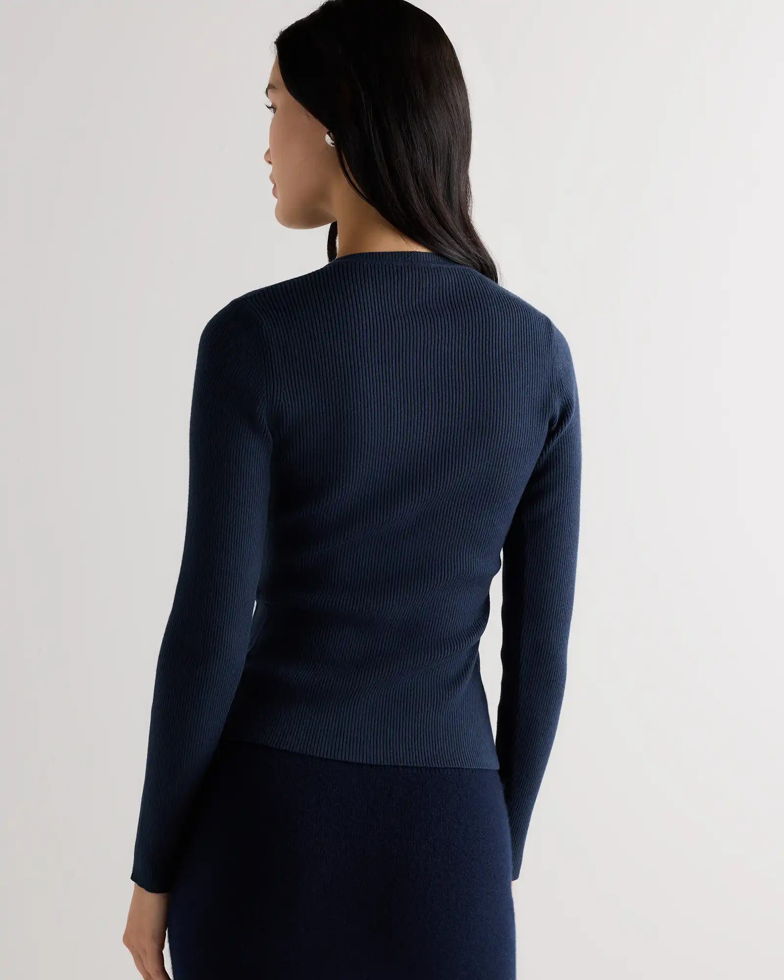 Cotton Cashmere Fitted Ribbed Cardigan