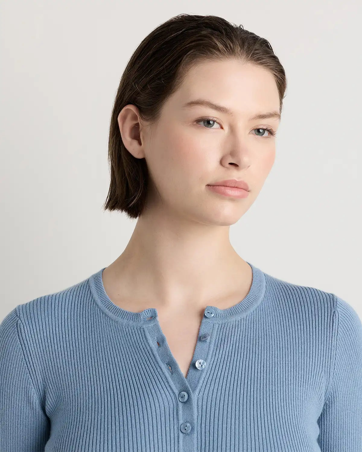Cotton Cashmere Fitted Ribbed Cardigan