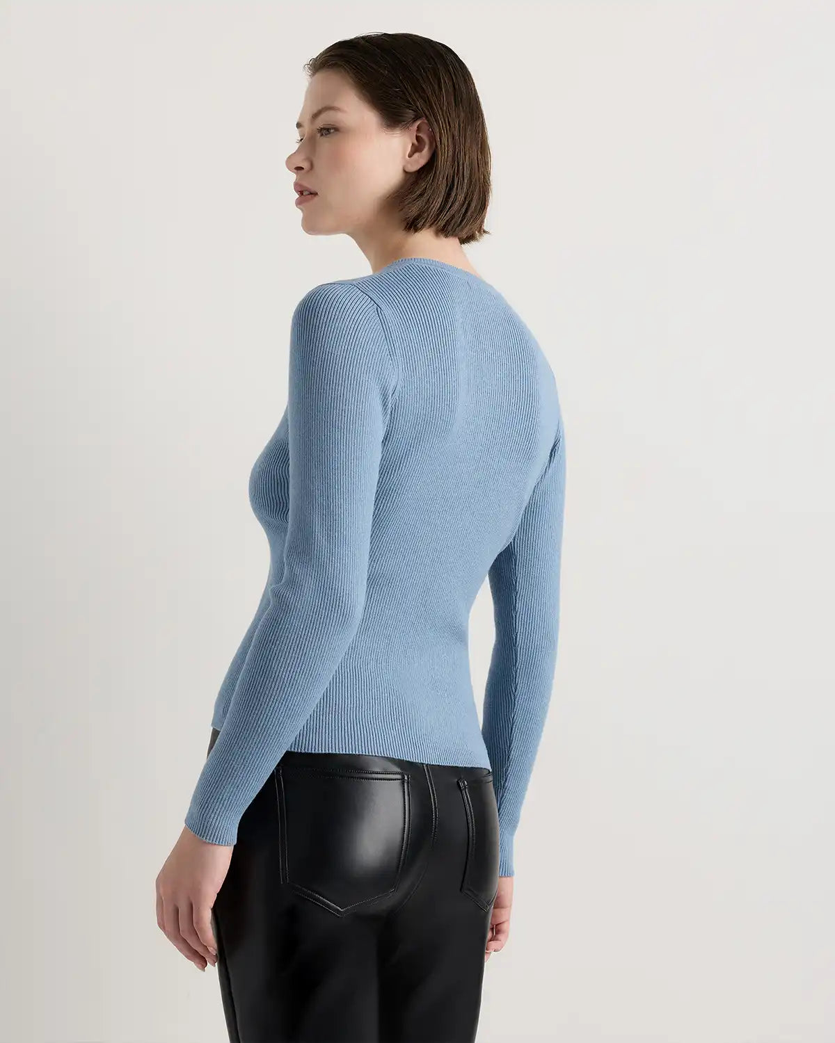 Cotton Cashmere Fitted Ribbed Cardigan