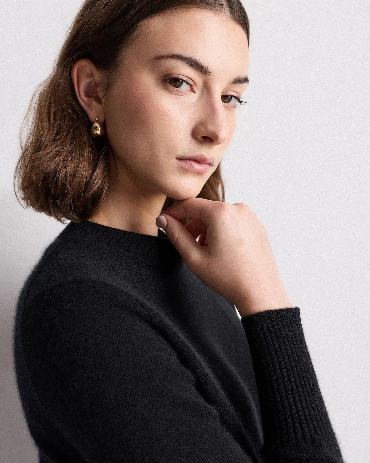 Mongolian Cashmere Shrunken Crewneck Sweater