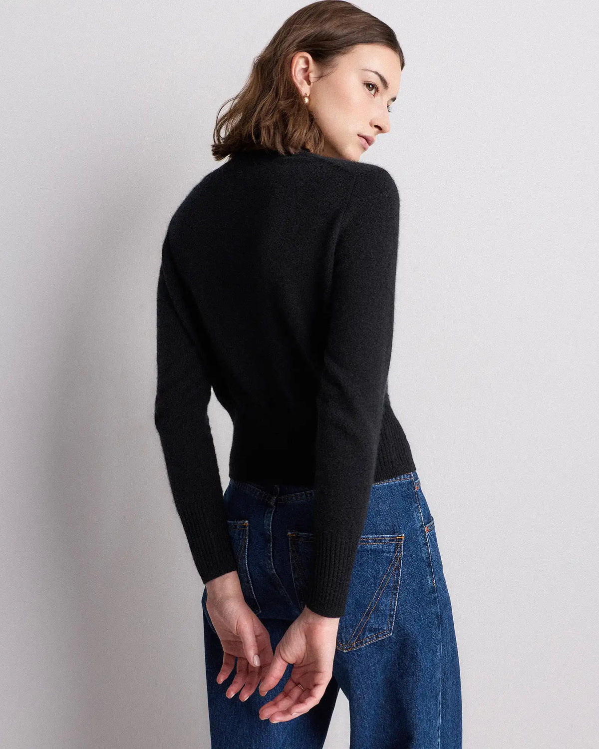 Mongolian Cashmere Shrunken Crewneck Sweater