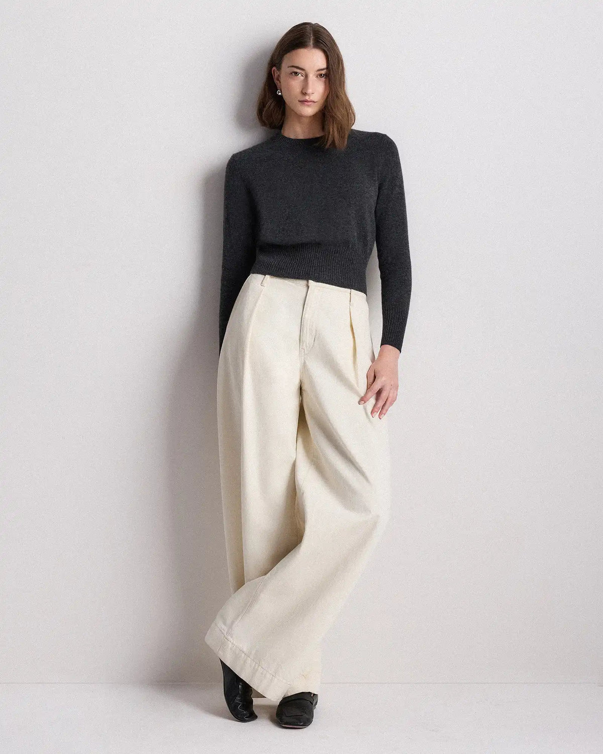 Mongolian Cashmere Shrunken Crewneck Sweater