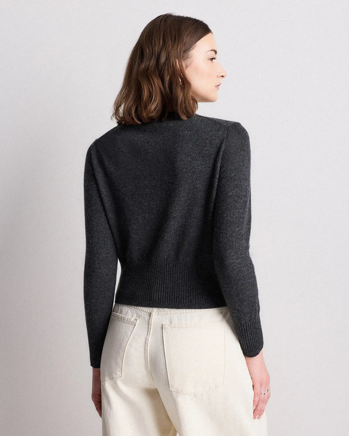Mongolian Cashmere Shrunken Crewneck Sweater