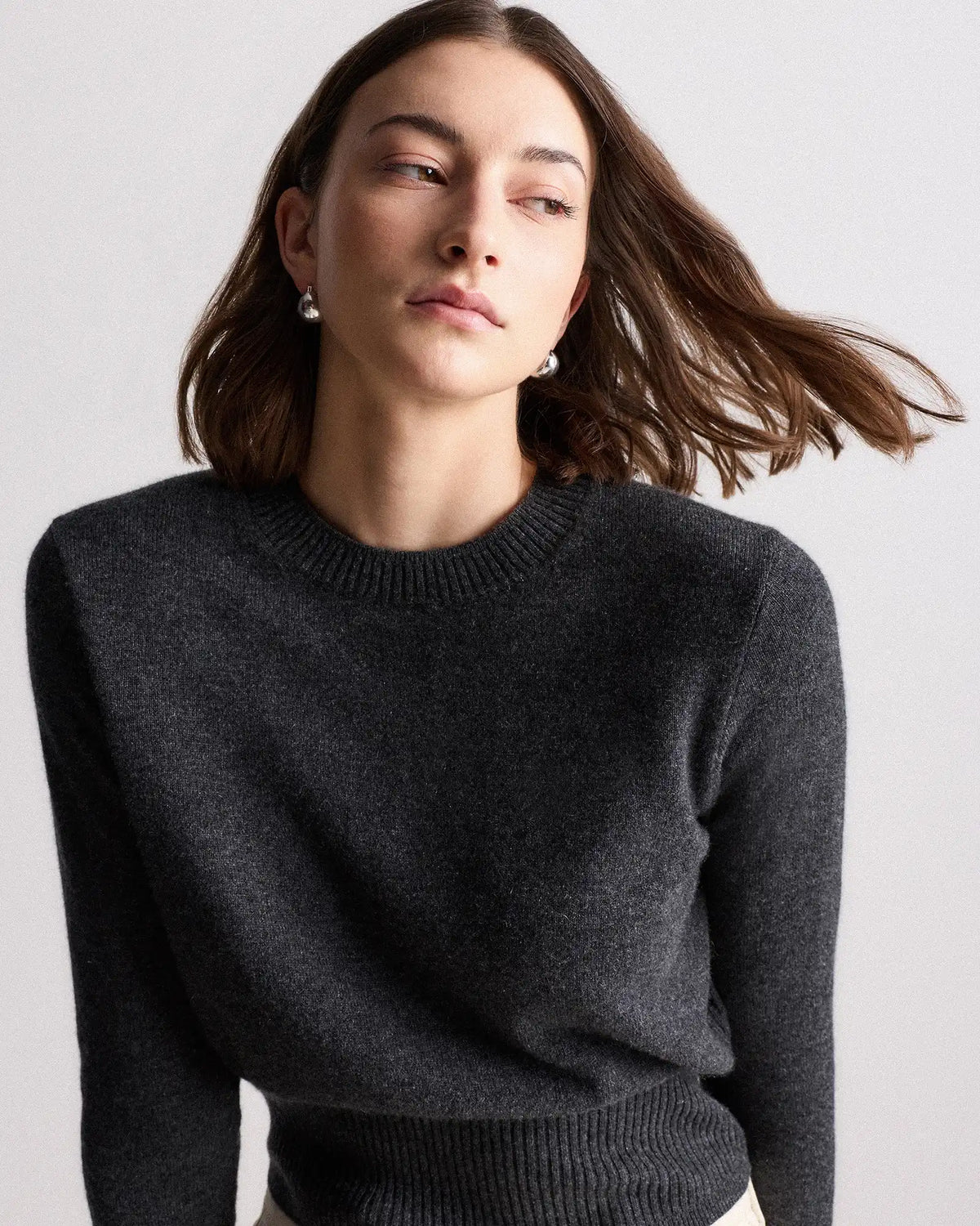 Mongolian Cashmere Shrunken Crewneck Sweater