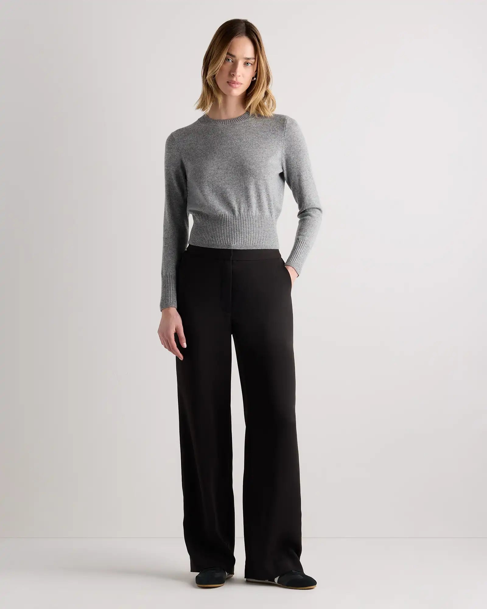 Mongolian Cashmere Shrunken Crewneck Sweater