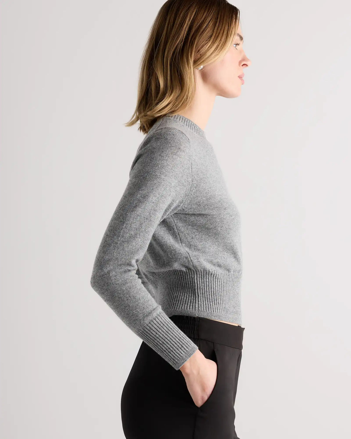 Mongolian Cashmere Shrunken Crewneck Sweater