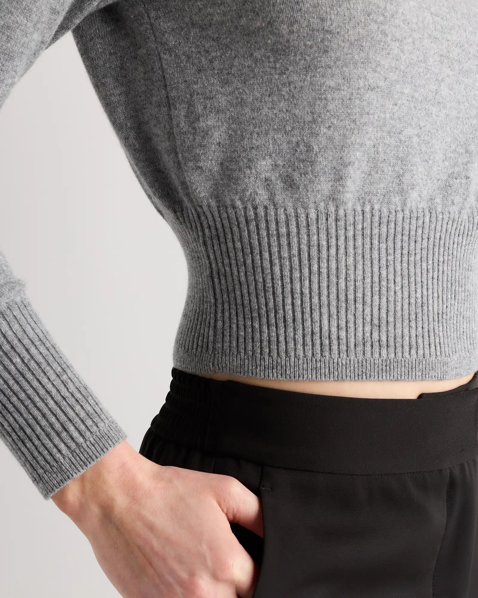 Mongolian Cashmere Shrunken Crewneck Sweater