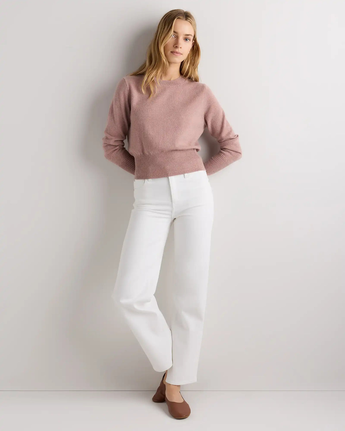 Mongolian Cashmere Shrunken Crewneck Sweater