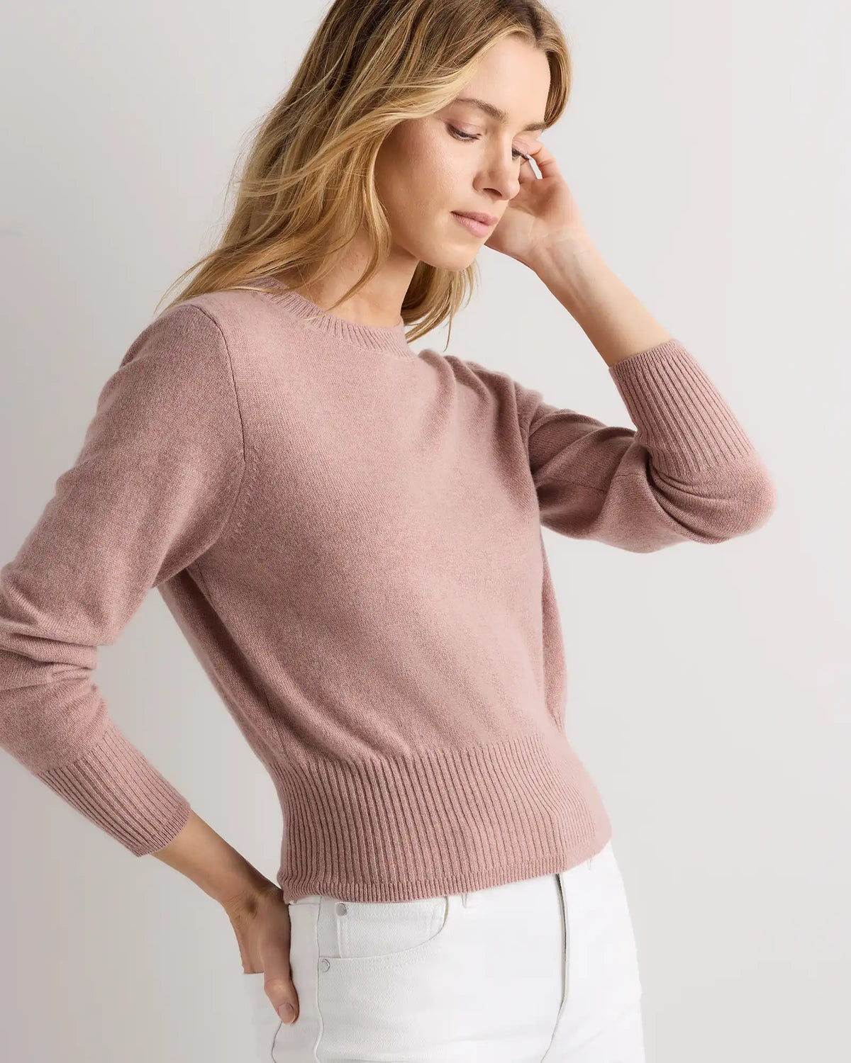 Mongolian Cashmere Shrunken Crewneck Sweater
