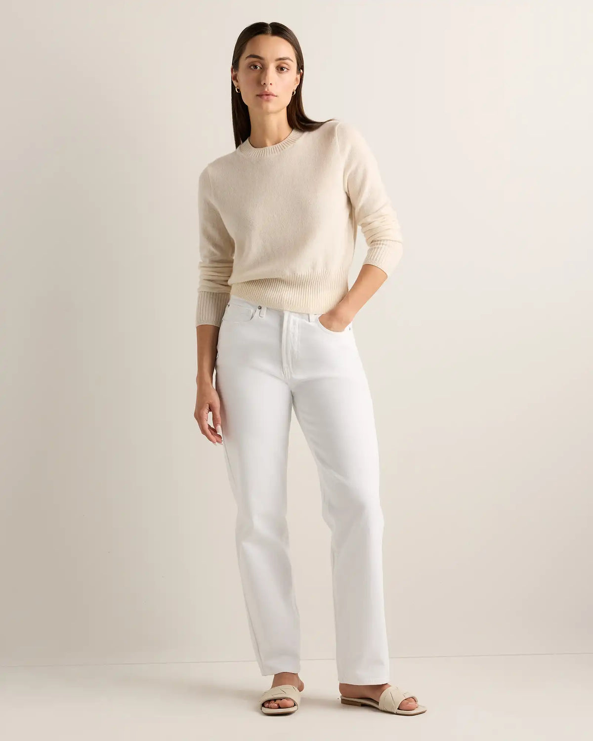 Mongolian Cashmere Shrunken Crewneck Sweater