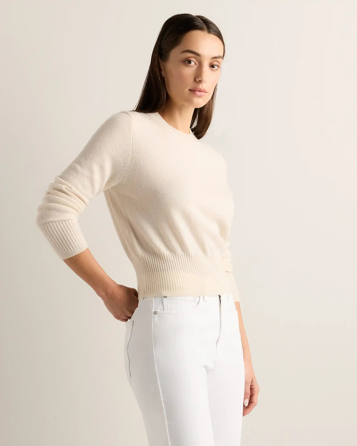 Mongolian Cashmere Shrunken Crewneck Sweater