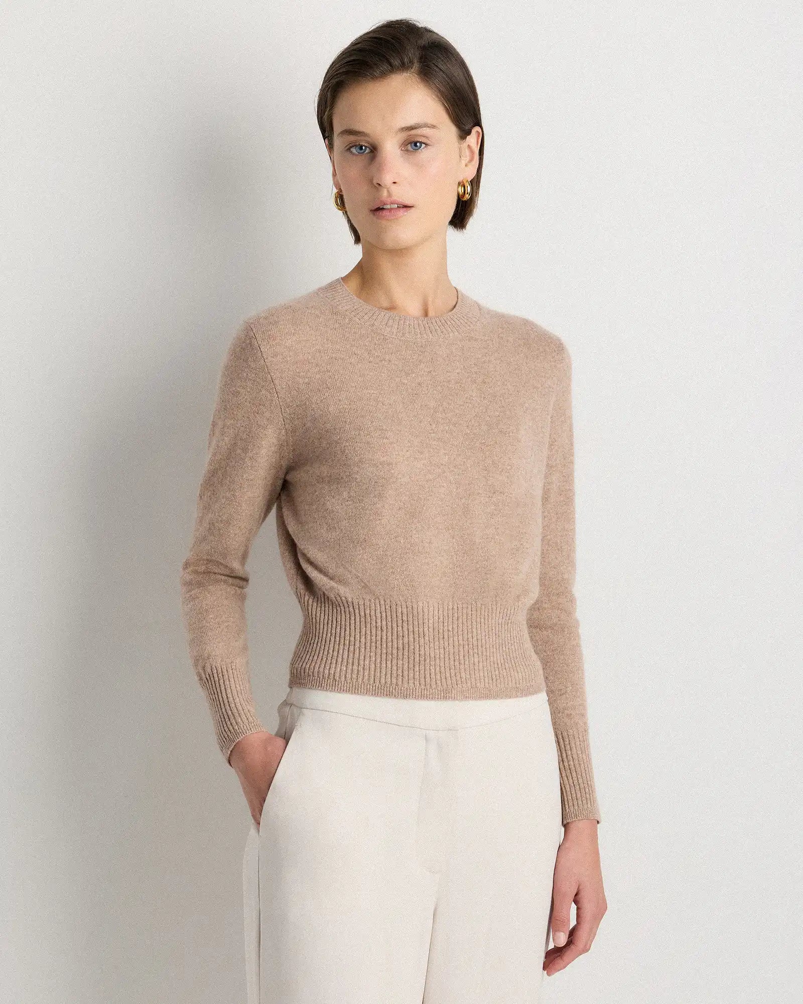 Mongolian Cashmere Shrunken Crewneck Sweater