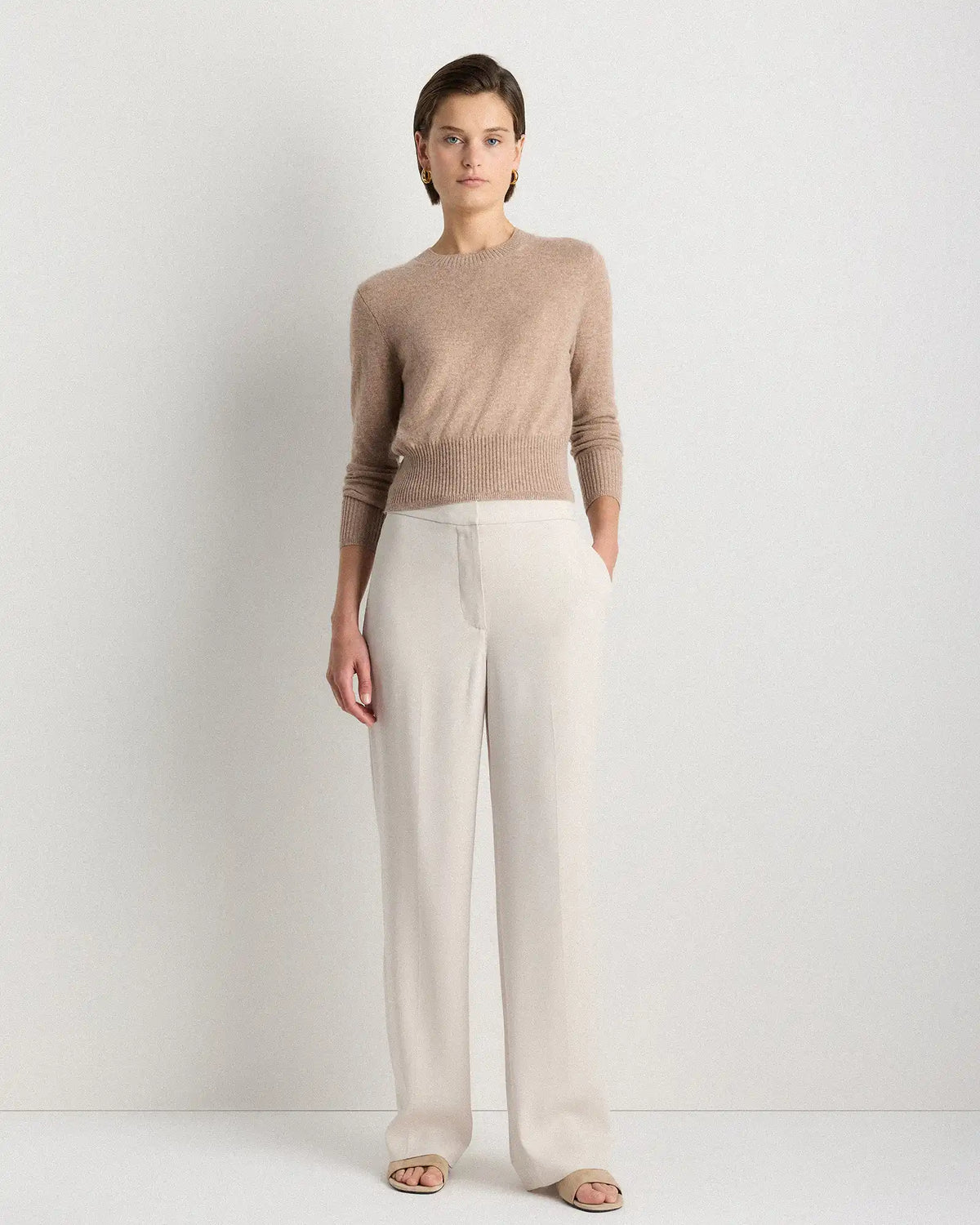 Mongolian Cashmere Shrunken Crewneck Sweater