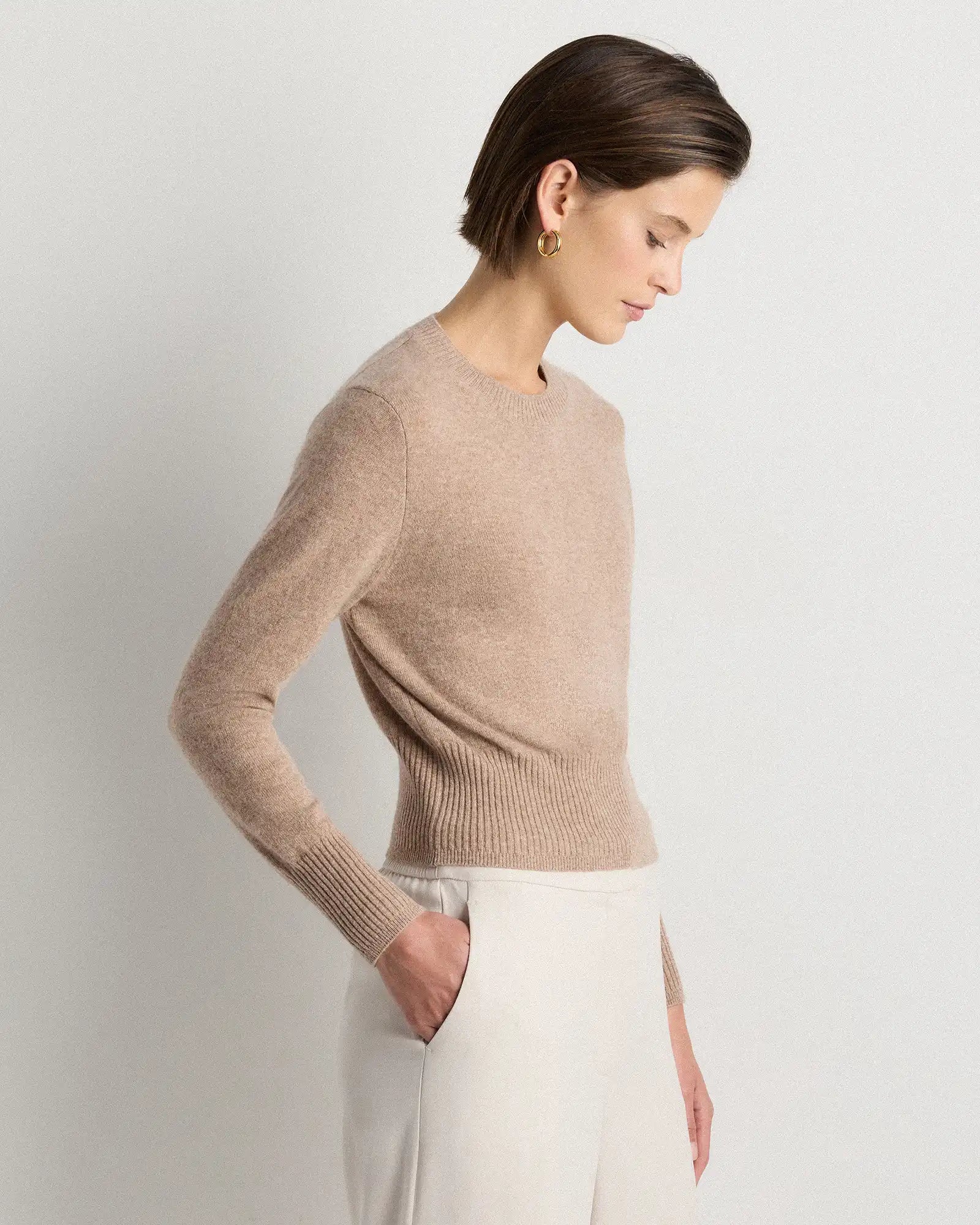 Mongolian Cashmere Shrunken Crewneck Sweater